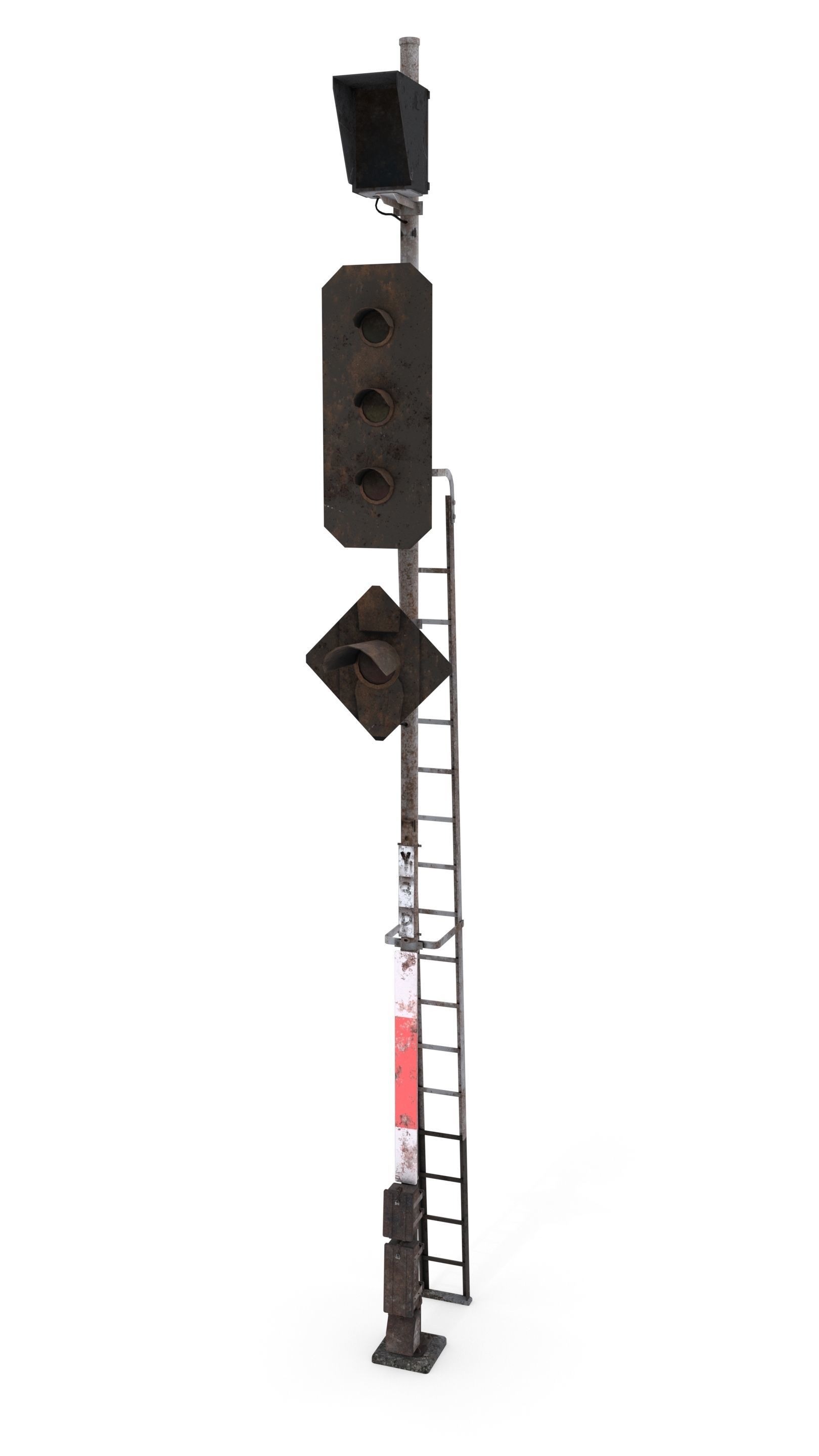 Train Traffic Light Weathered 19 3D model_2