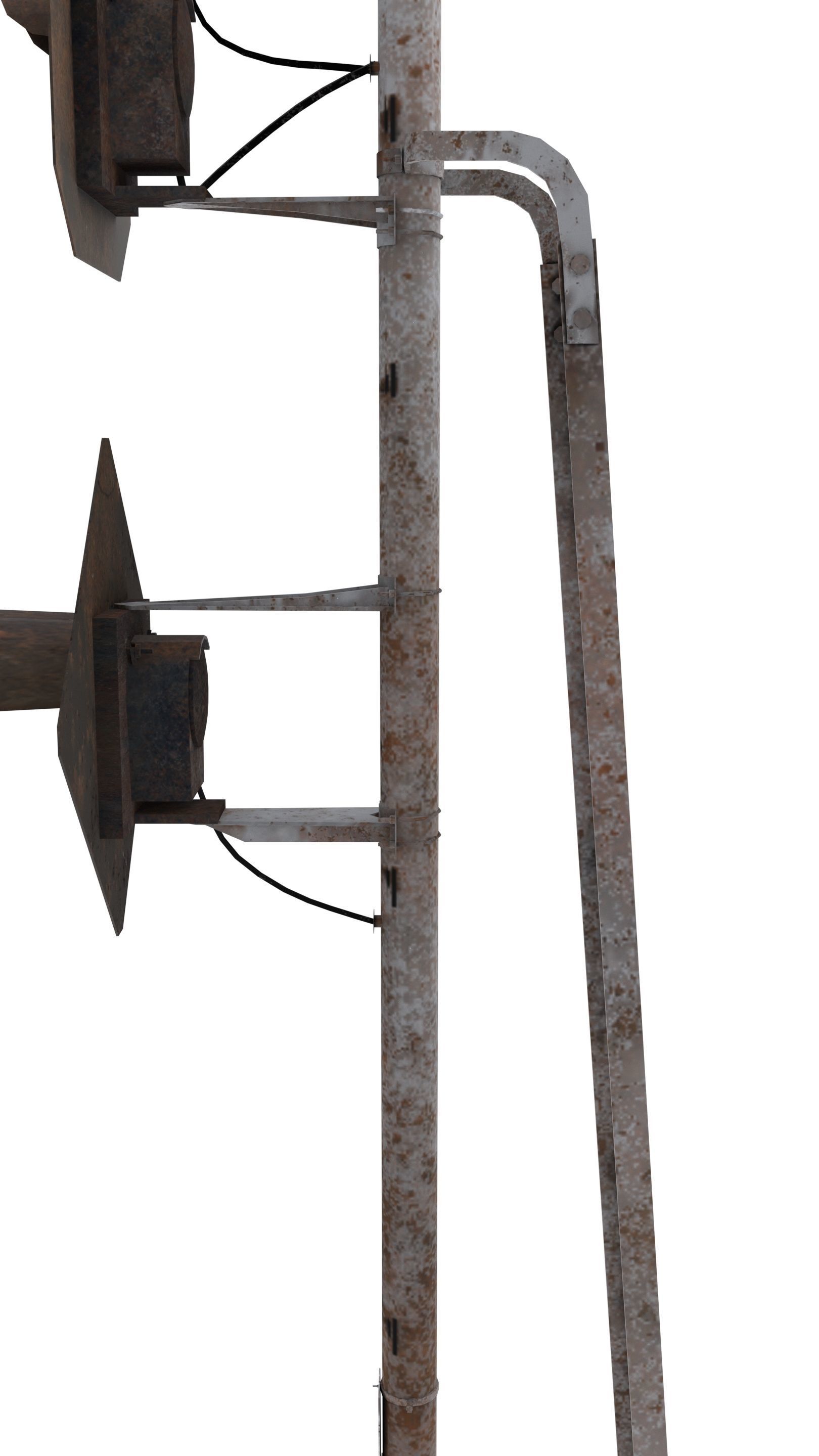 Train Traffic Light Weathered 20 3D model_4