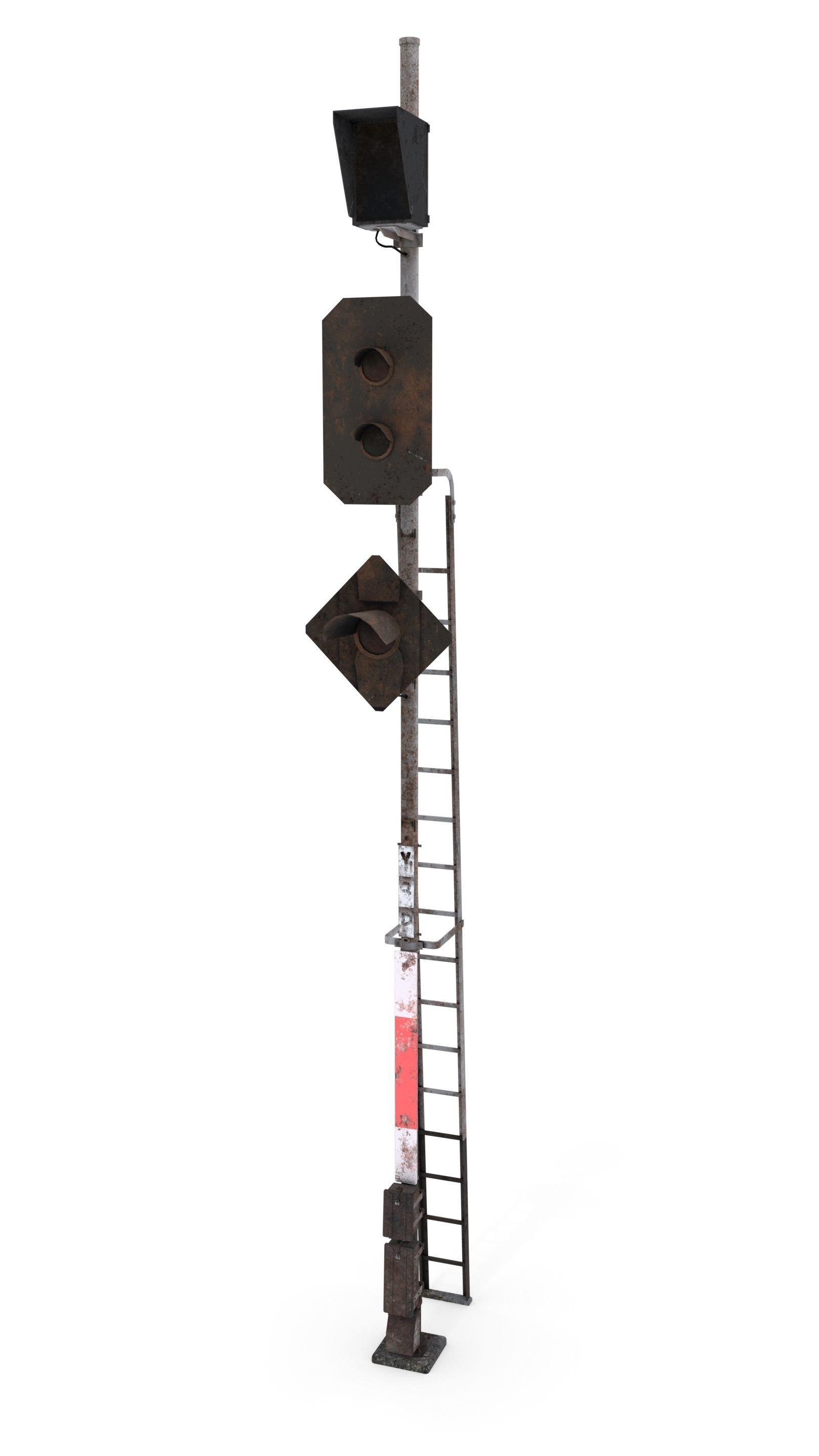 Train Traffic Light Weathered 20 3D model_2