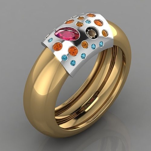 GC GOLD TW0081- Diamond ring 3D print model