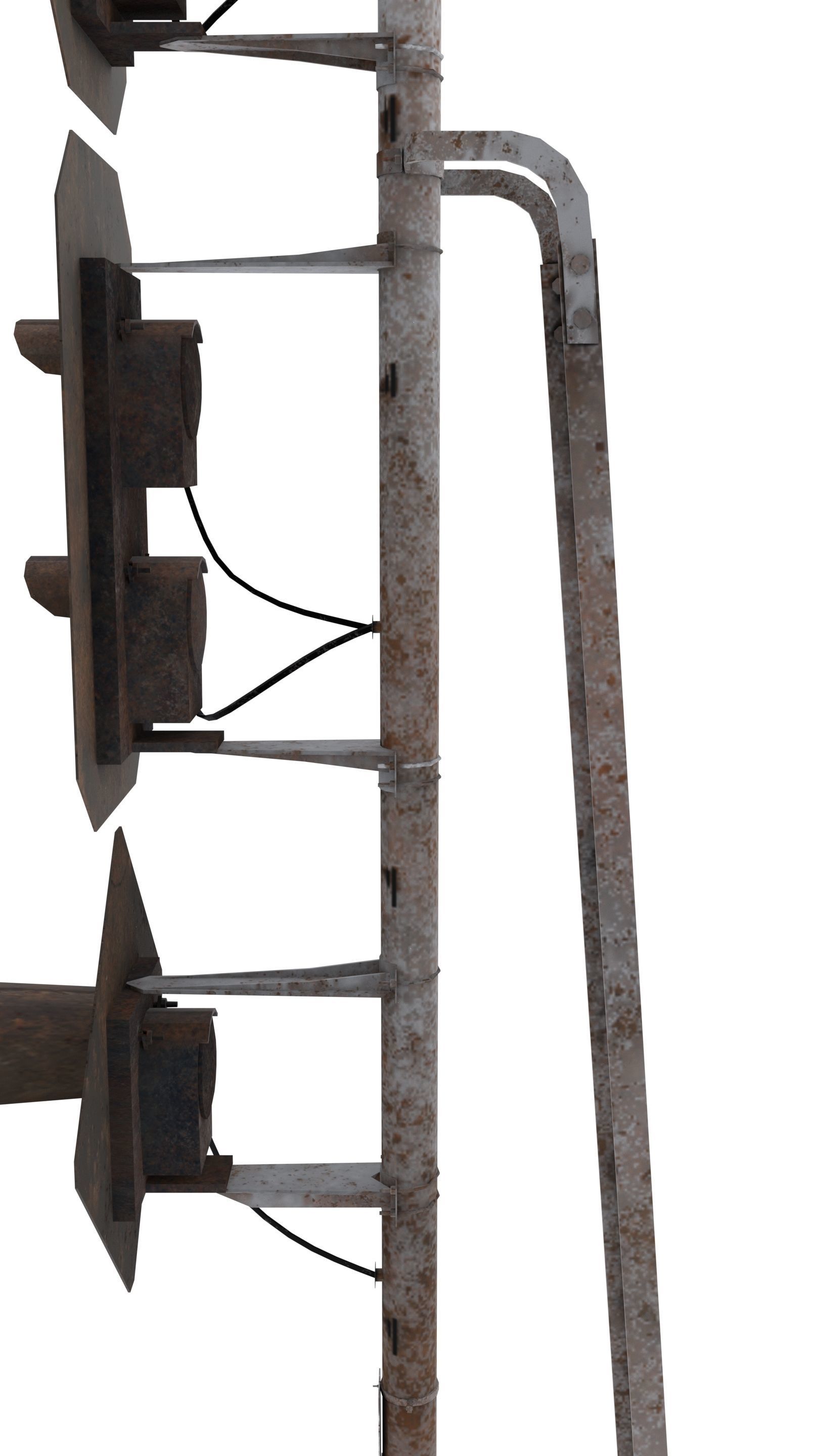 Train Traffic Light Weathered 21 3D model_4