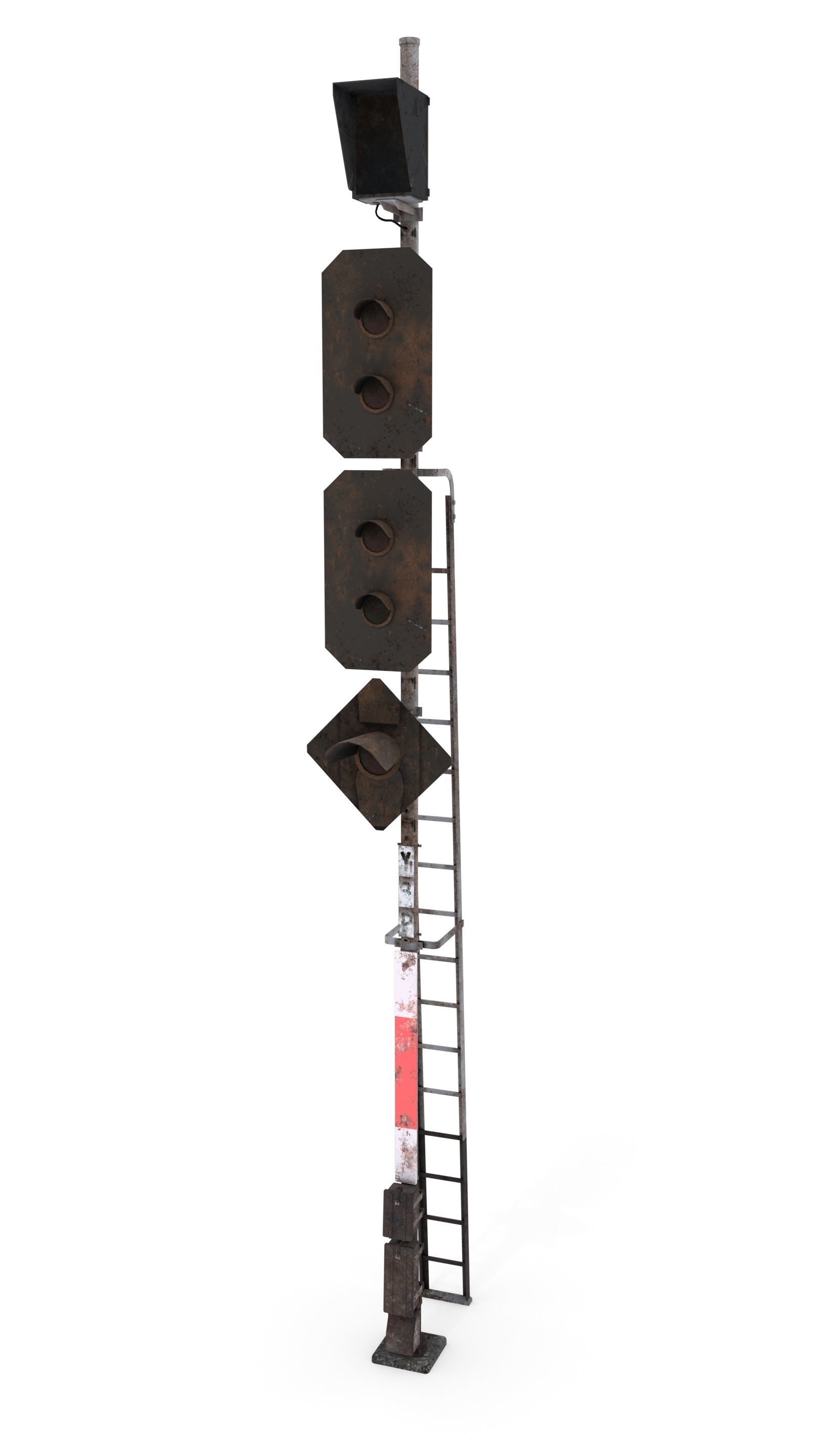 Train Traffic Light Weathered 21 3D model_2