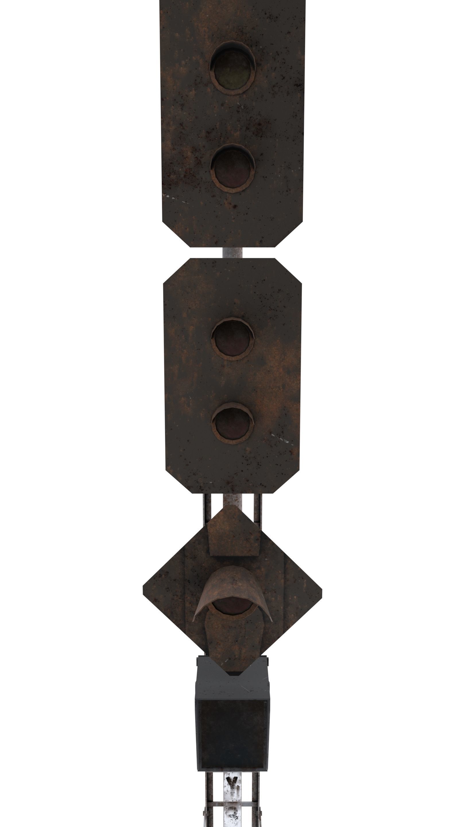 Train Traffic Light Weathered 22 3D model_7