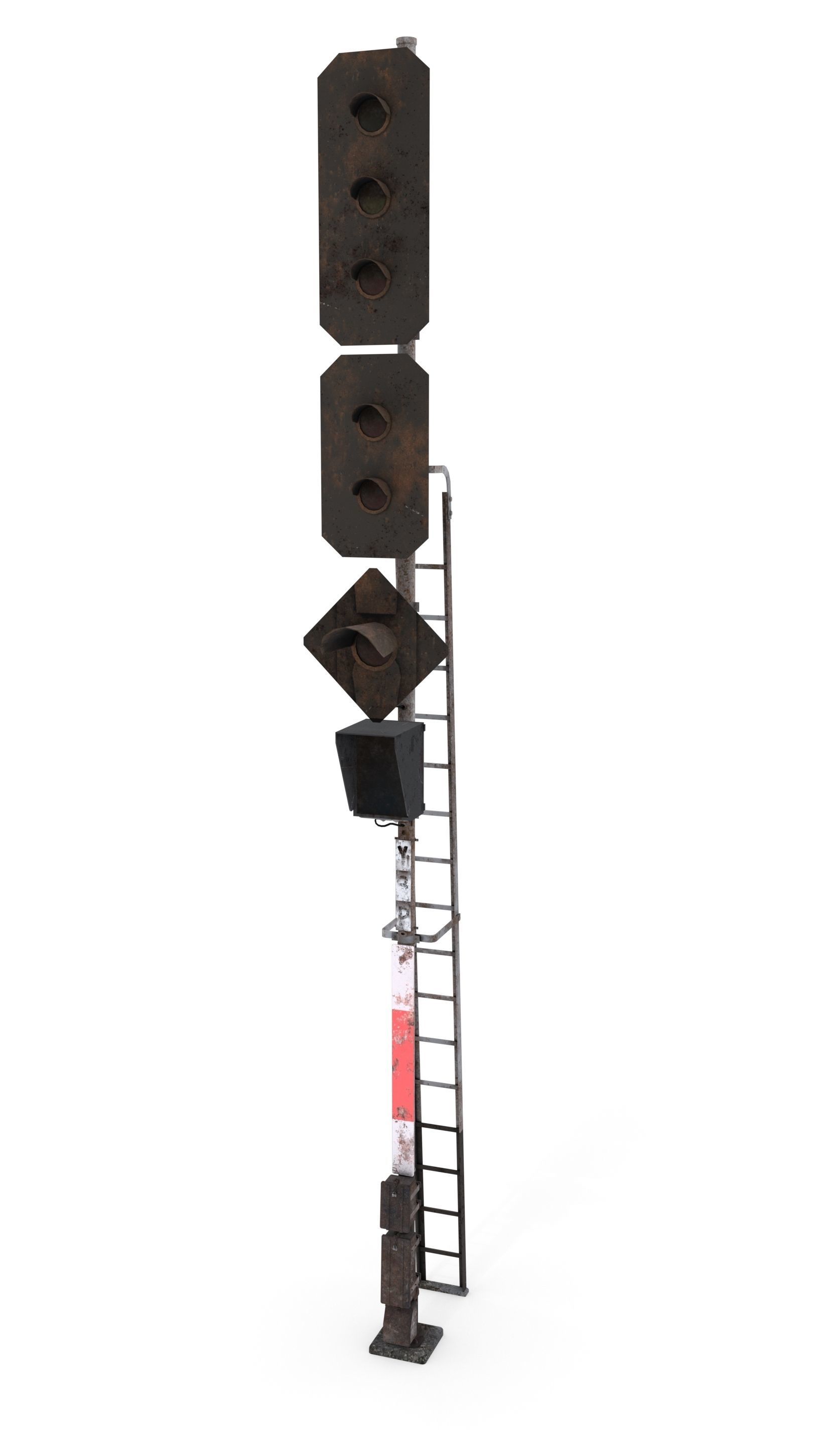 Train Traffic Light Weathered 22 3D model_2