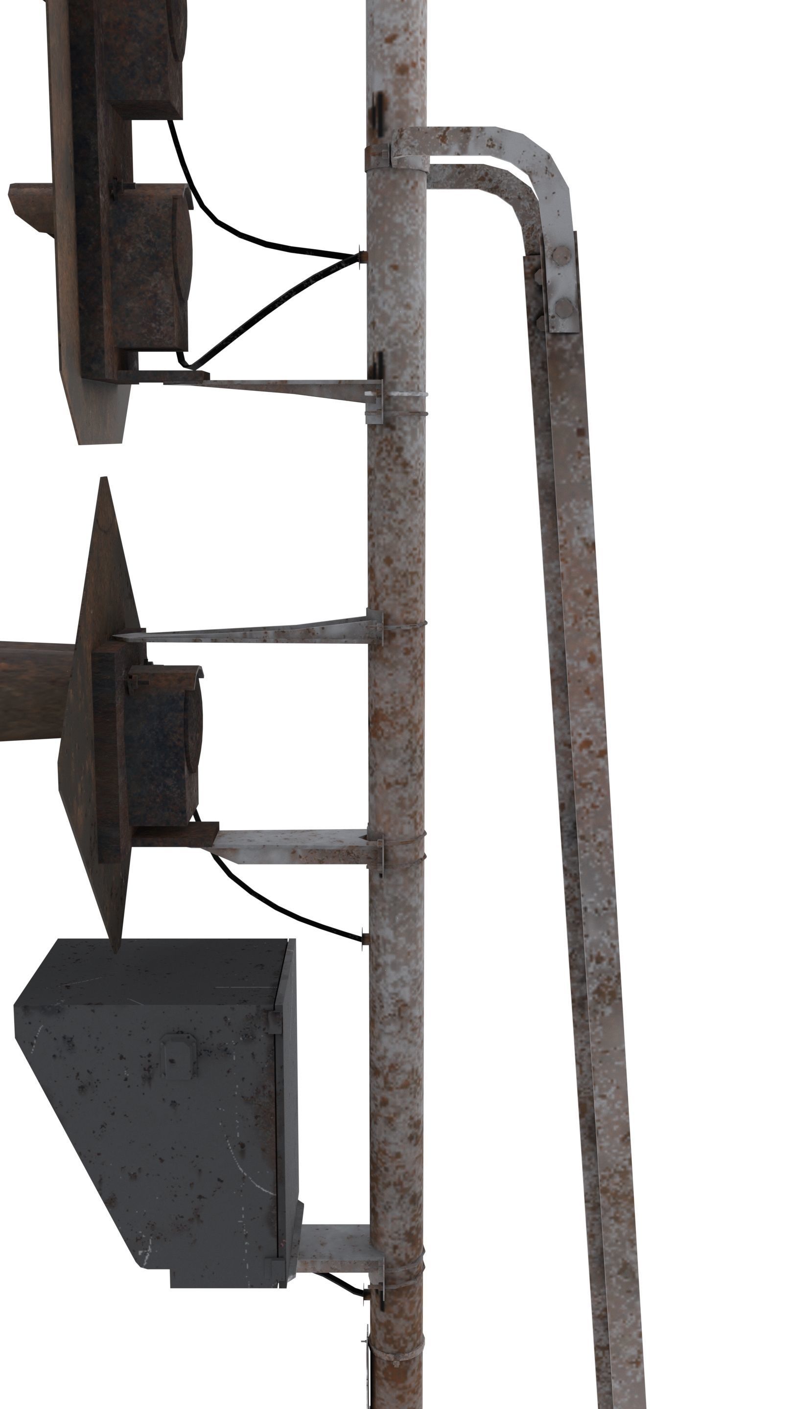 Train Traffic Light Weathered 22 3D model_4