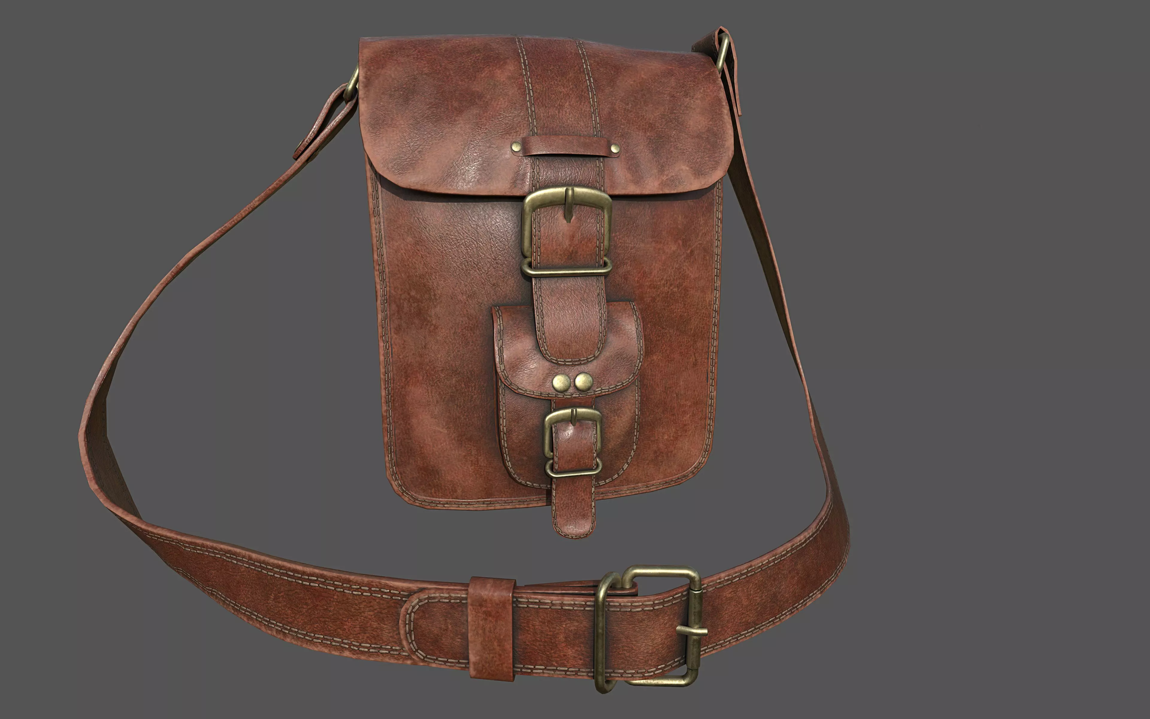 Leather Bag Low-poly 3D model_0