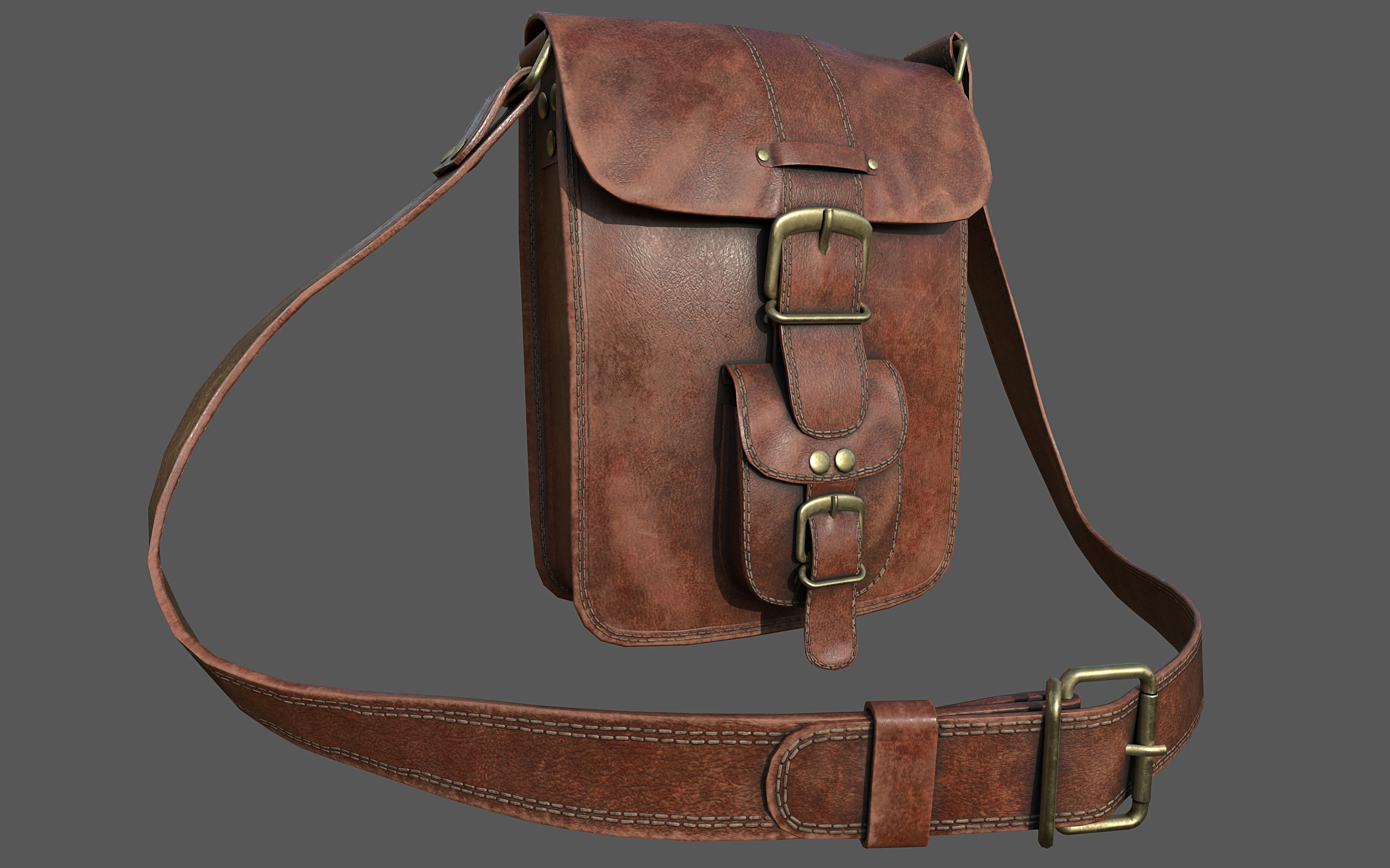Leather Bag Low-poly 3D model_3