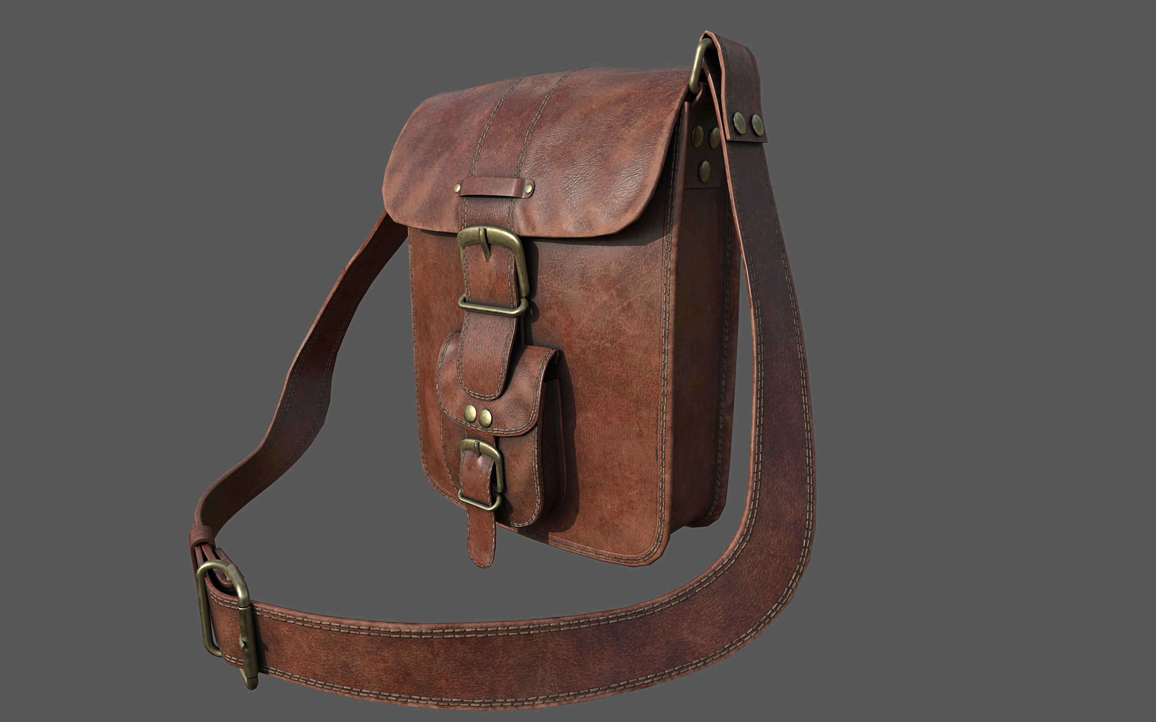 Leather Bag Low-poly 3D model_1