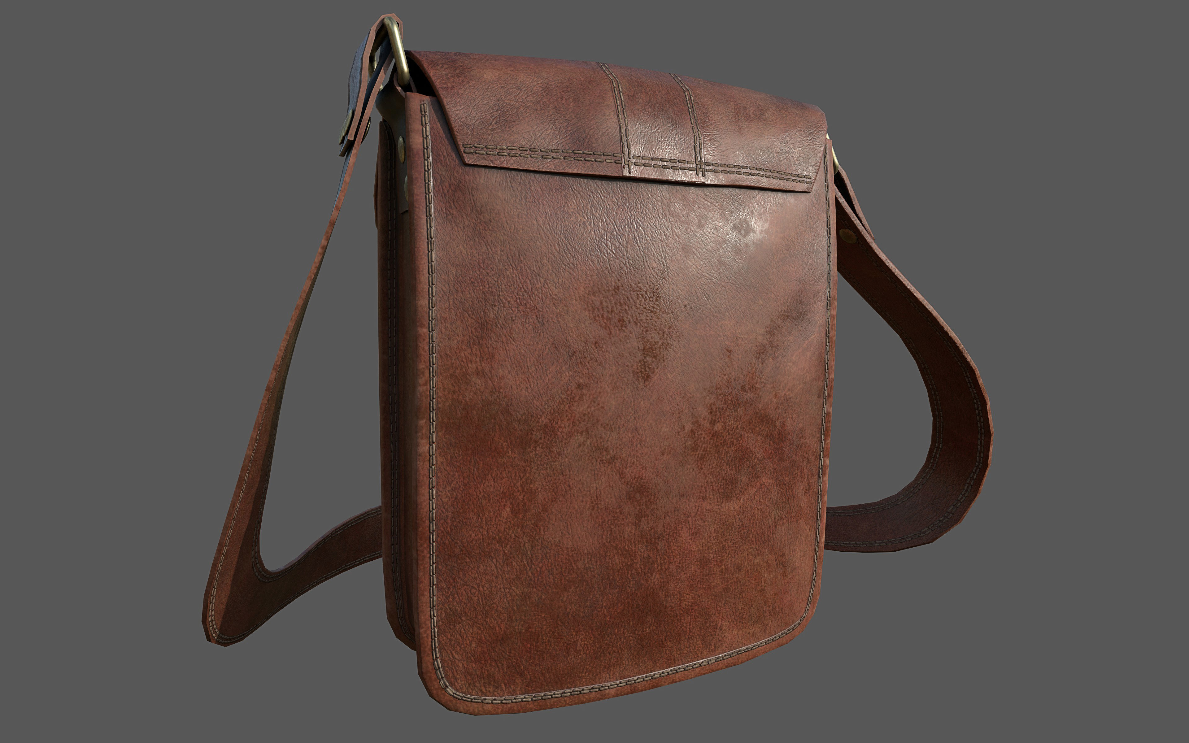 Leather Bag Low-poly 3D model_2