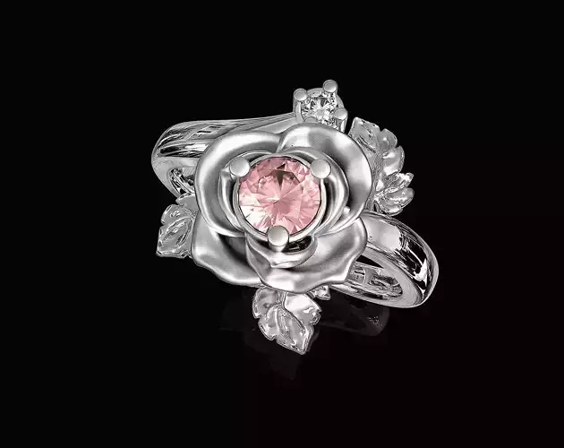 Rose with leaves Ring