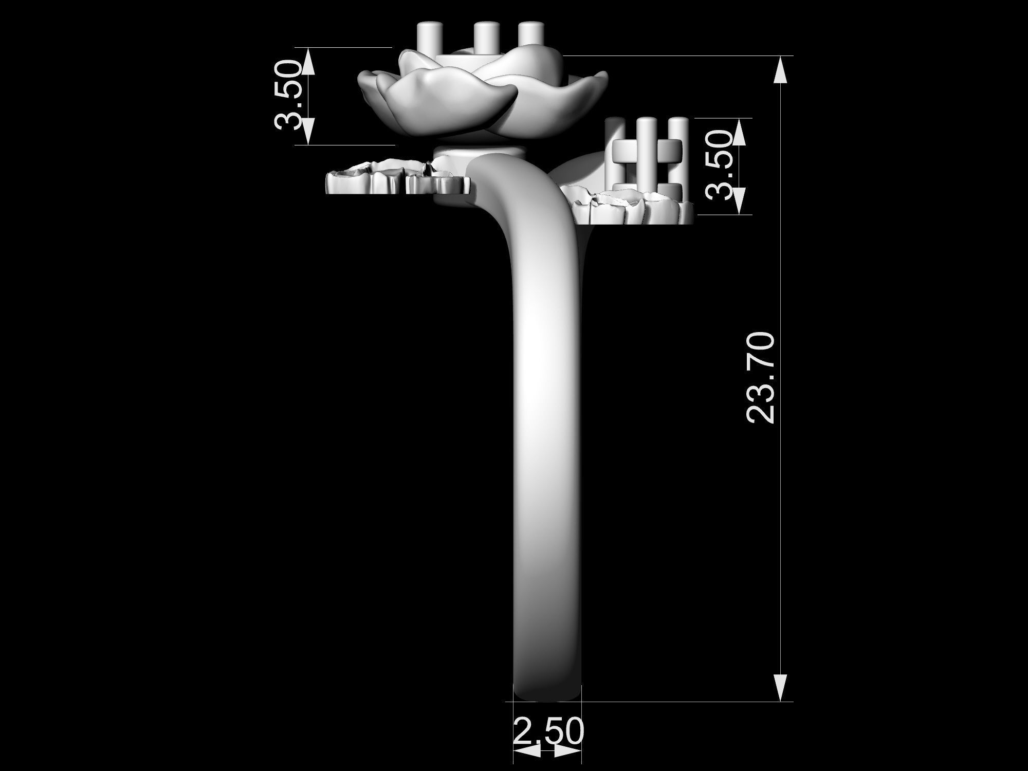 Rose with leaves Ring 3D print model_17
