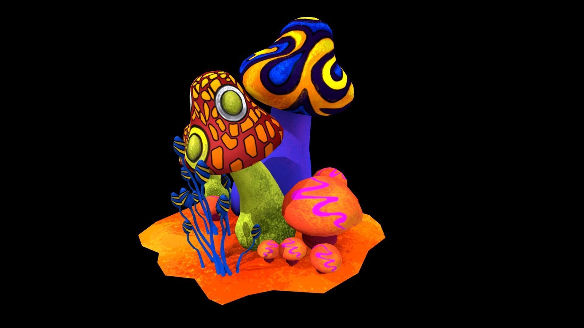 Cartoon Musroom 3D Model Low-poly 3D model_3