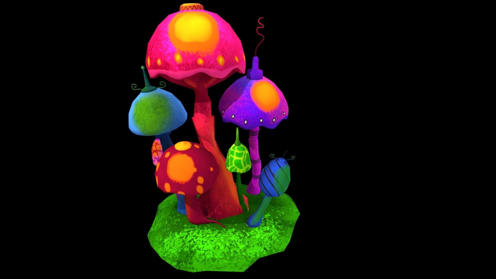 Cartoon Musroom 3D Model Low-poly 3D model_6