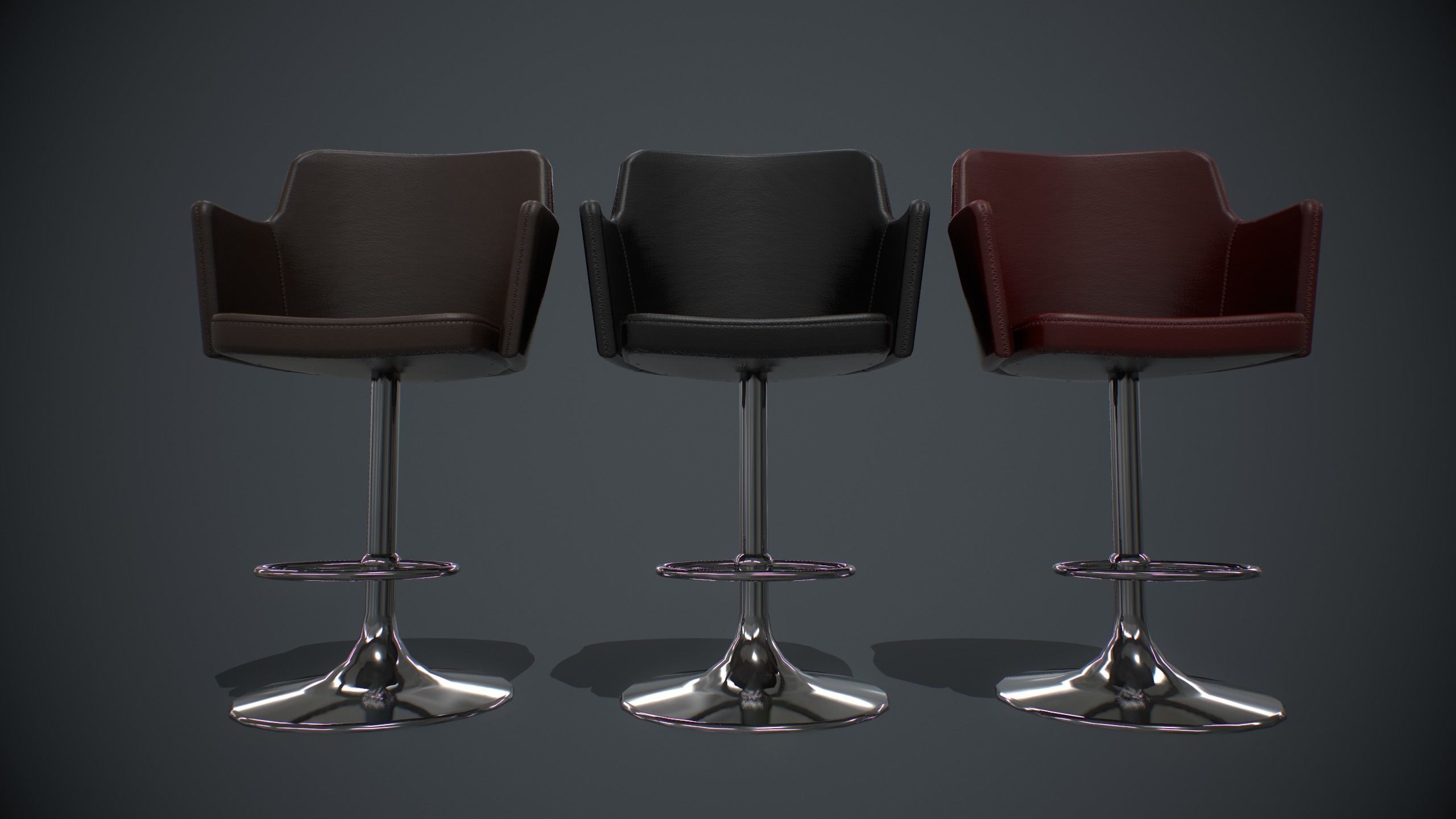 Barstool PBR Low-poly 3D model_4