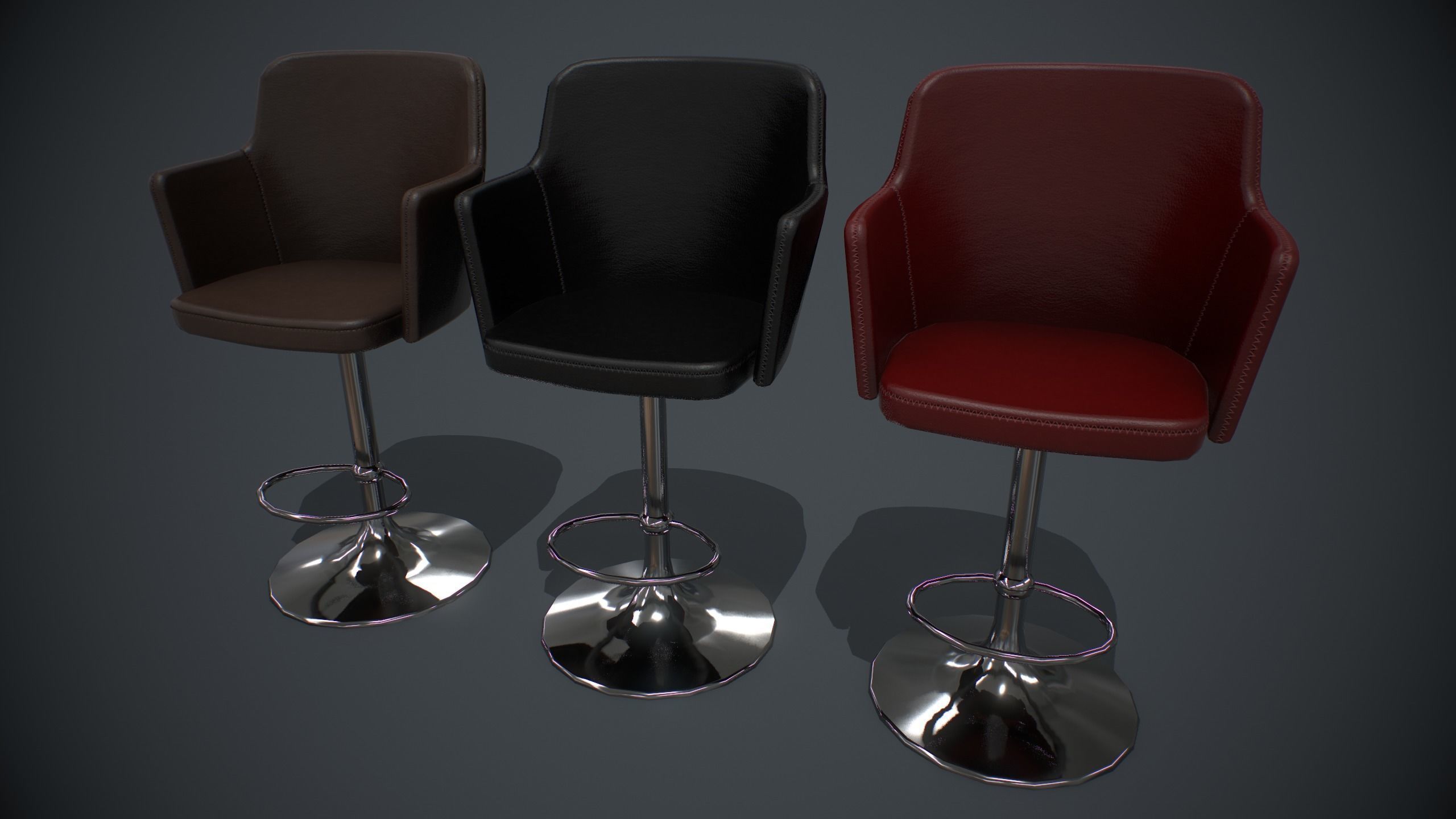 Barstool PBR Low-poly 3D model_1