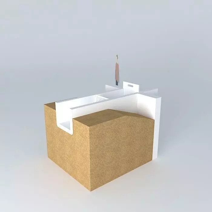 Turbine wooden box with pencil in it Free 3D model