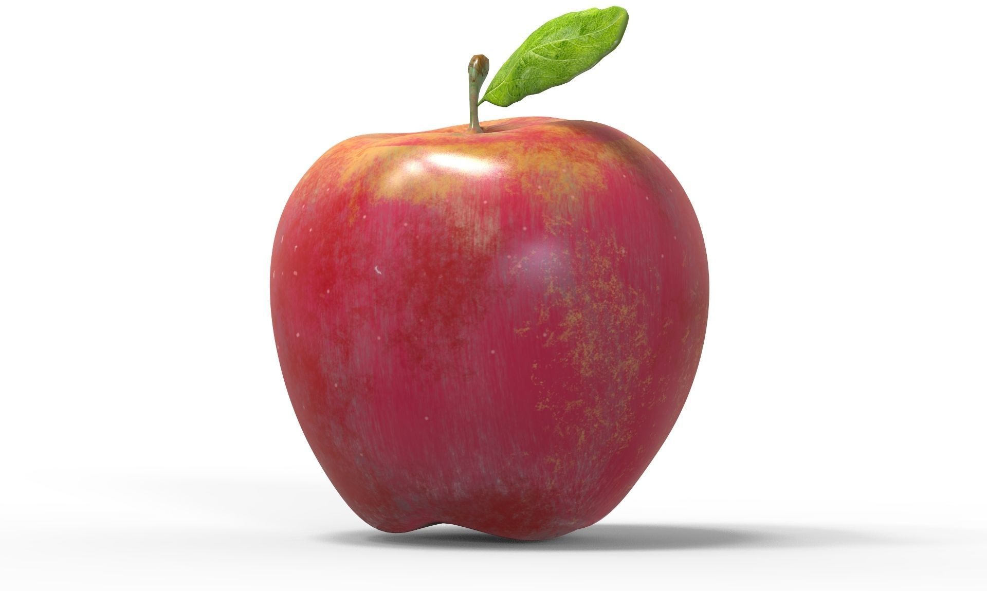 Apple with leaf Low-poly 3D model_4