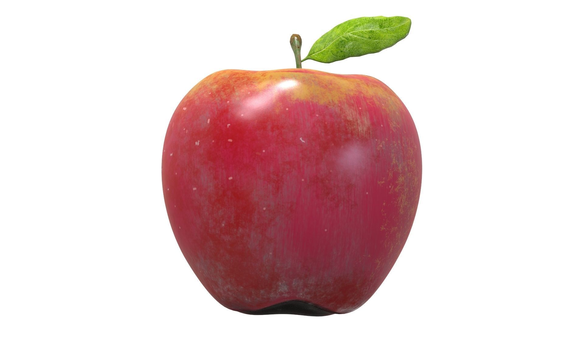 Apple with leaf Low-poly 3D model_3