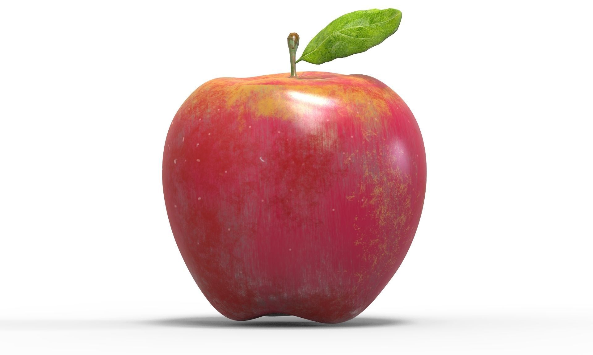 Apple with leaf Low-poly 3D model_1