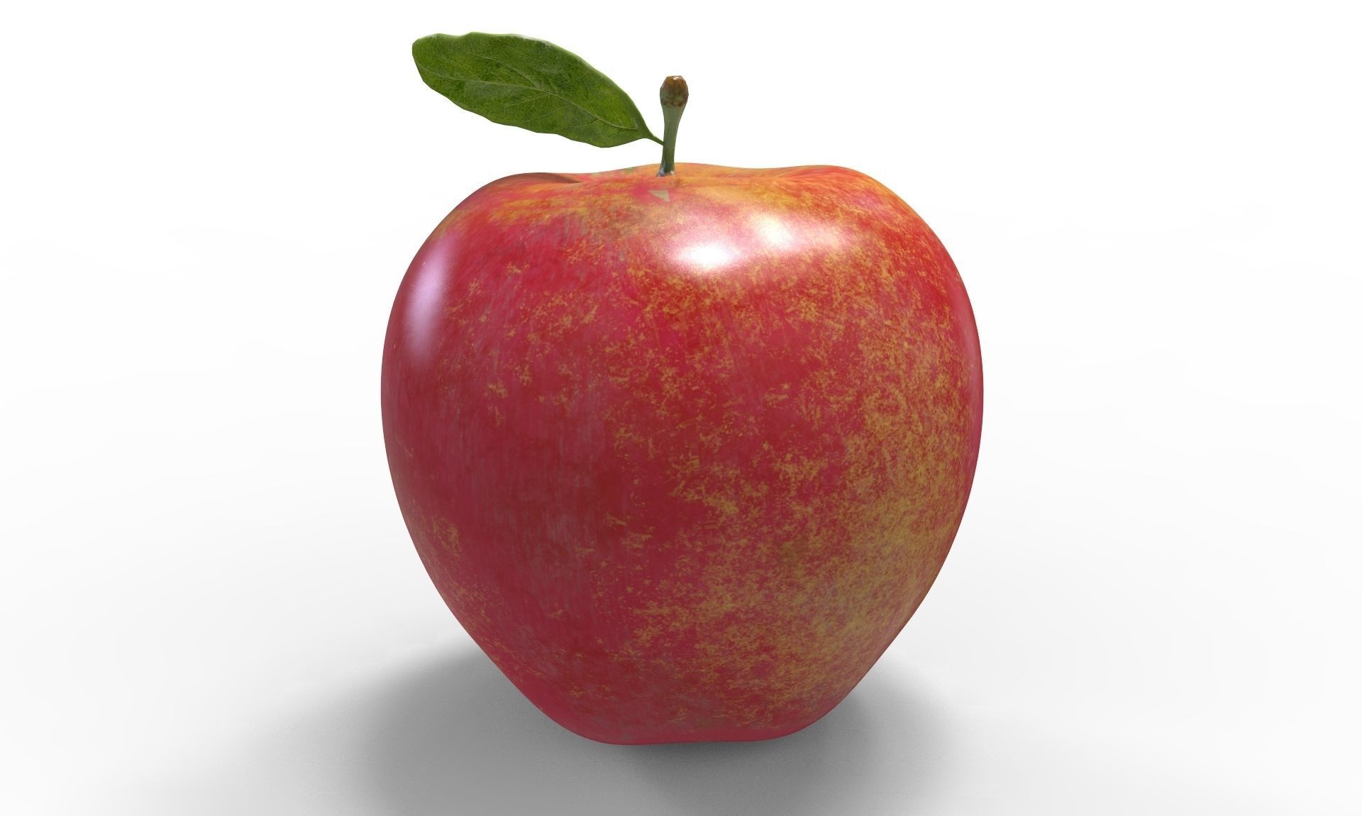 Apple with leaf Low-poly 3D model_2