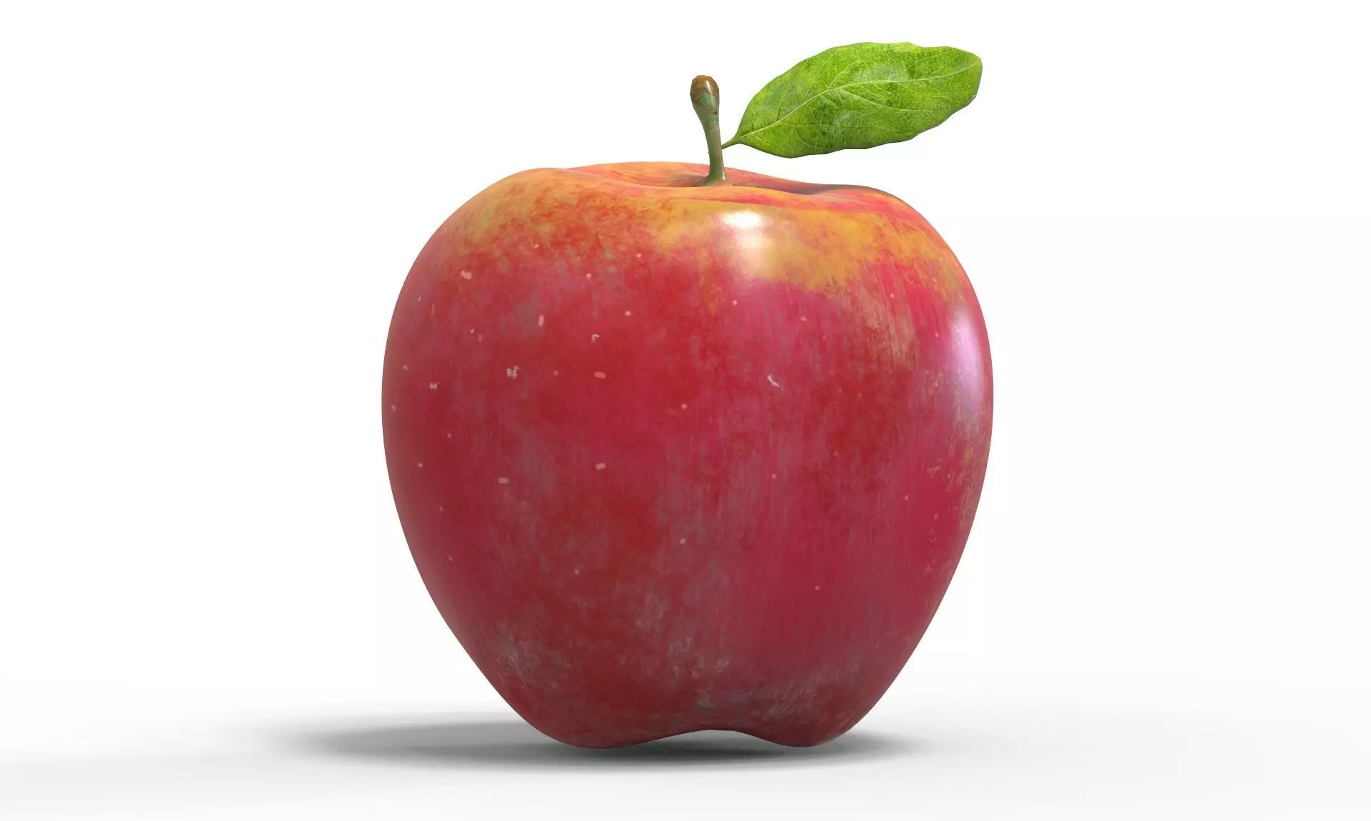 Apple with leaf Low-poly 3D model_0