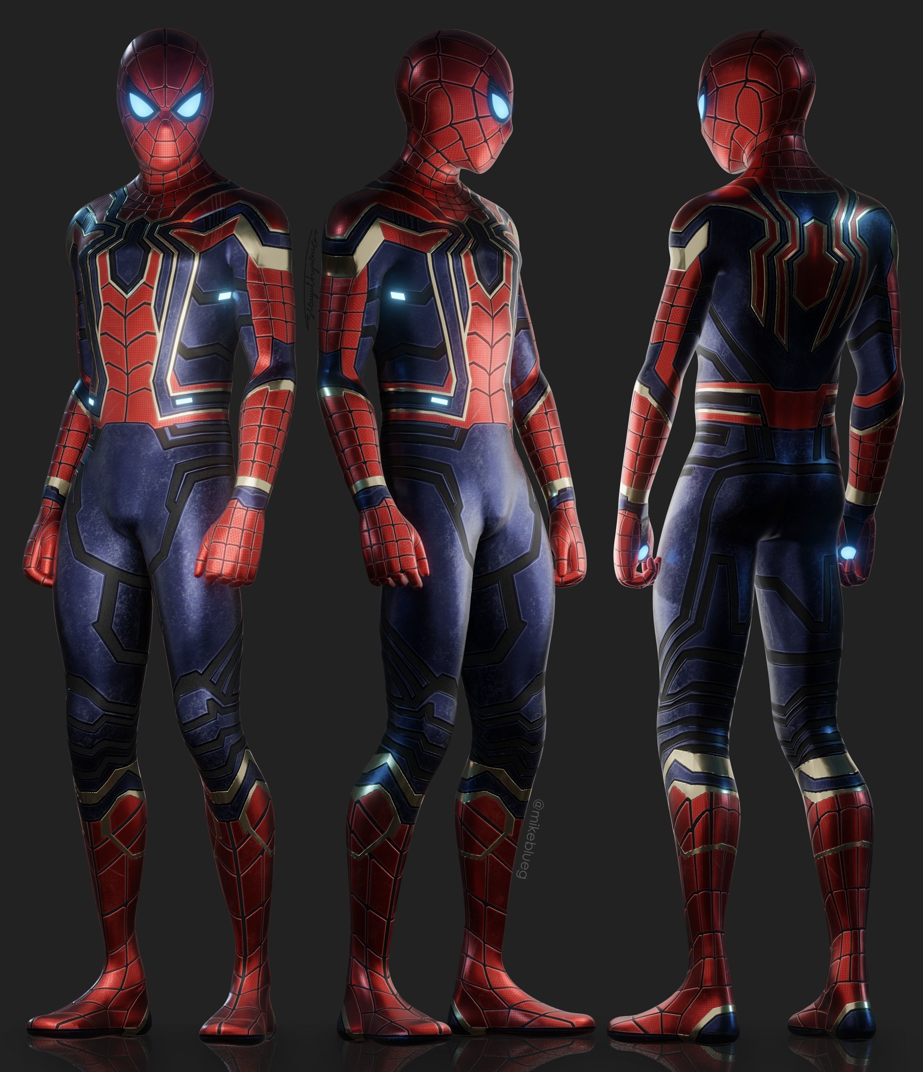 Iron Spider Avengers Suit Rigged Low-poly 3D model_1