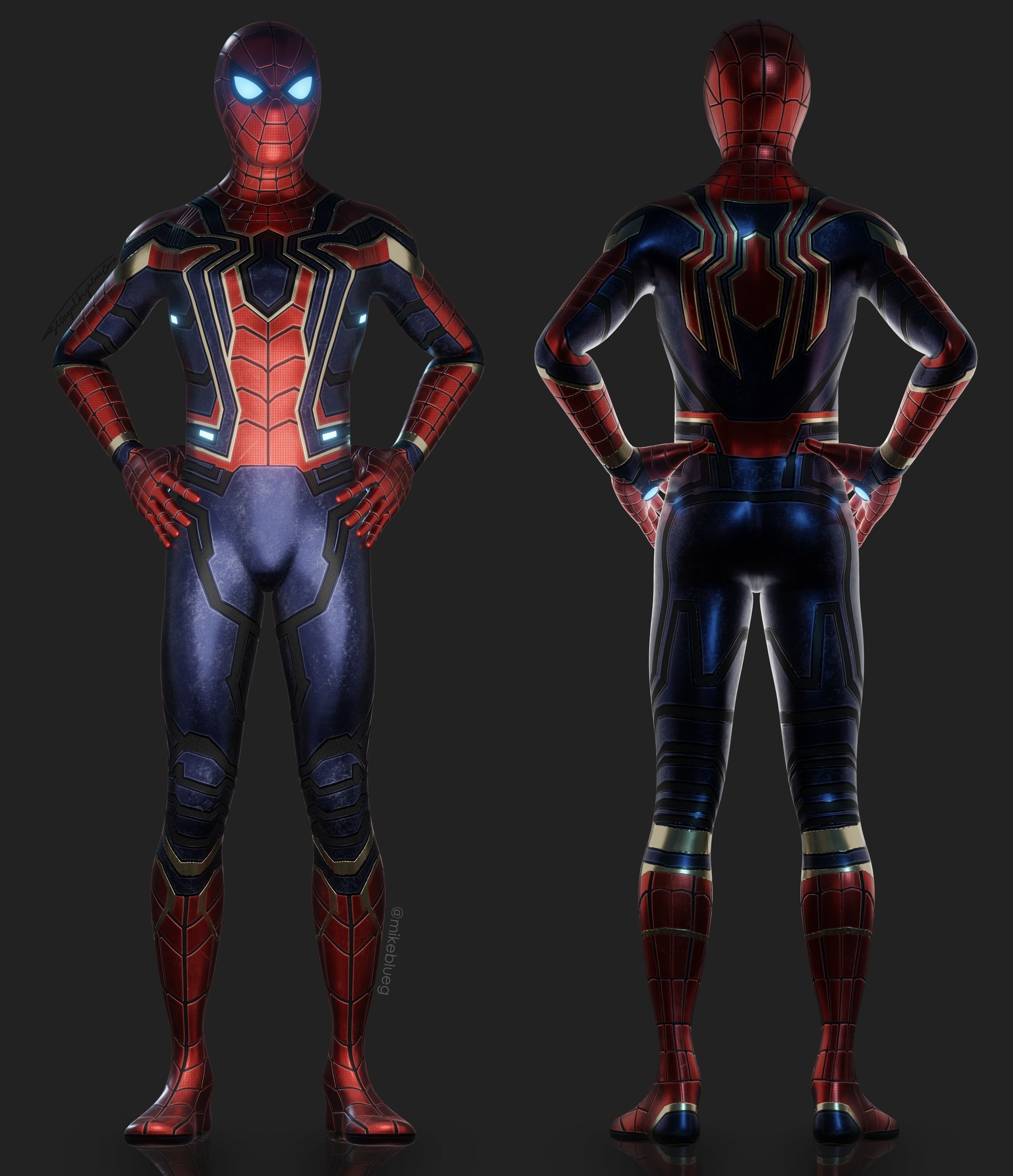 Iron Spider Avengers Suit Rigged Low-poly 3D model_6