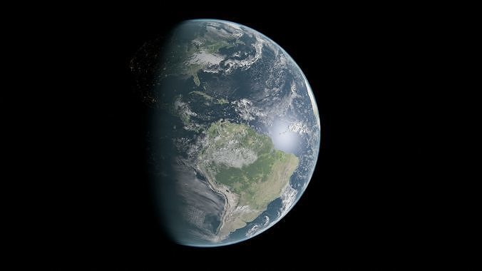 planet earth 16k - with night lights 3D model