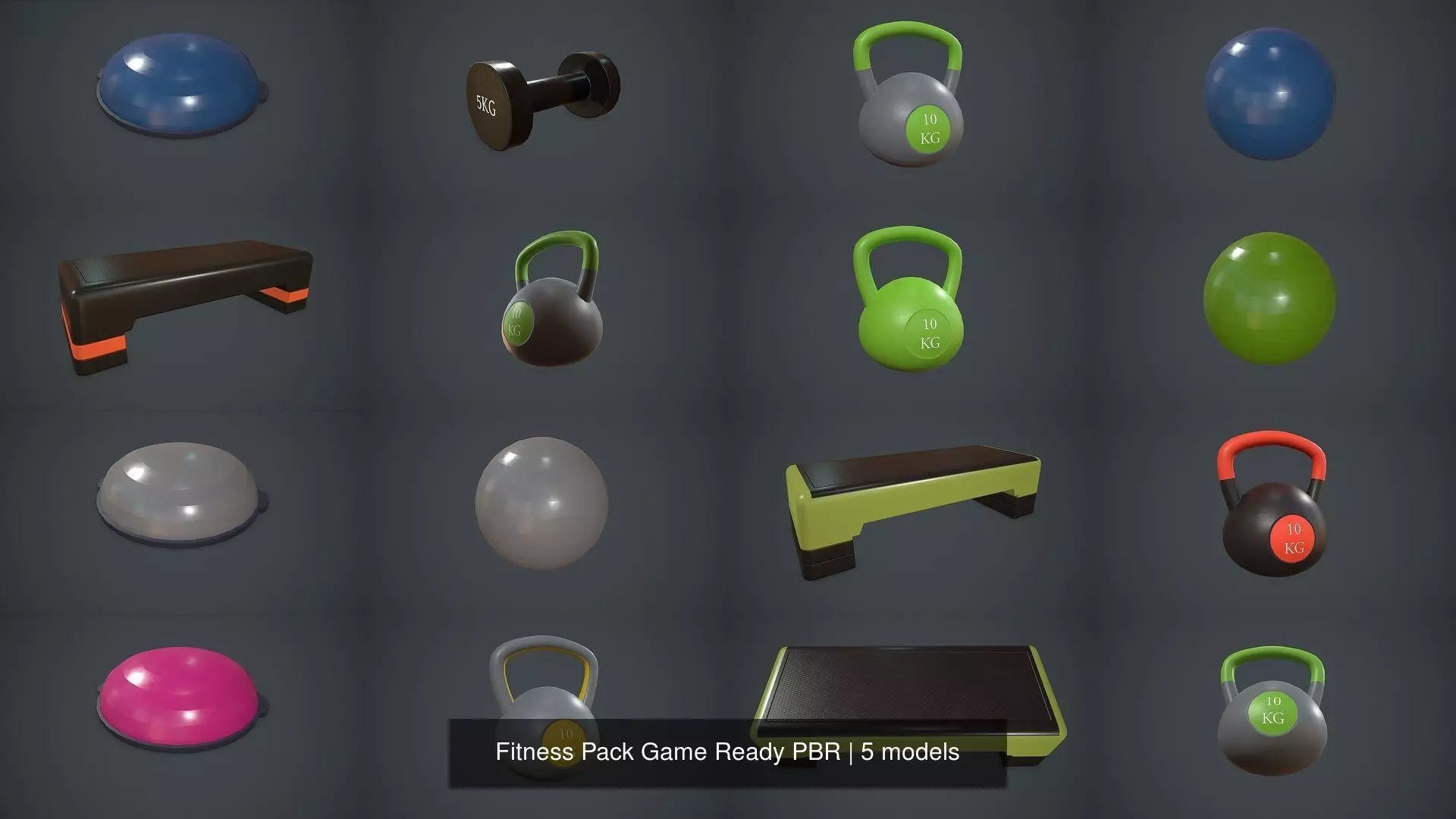 Fitness Pack Game Ready PBR 3D Model Collection_1