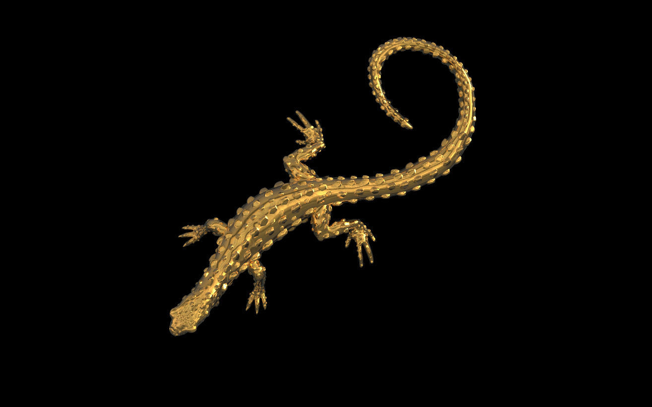 LIZARD golden 3D print model_3