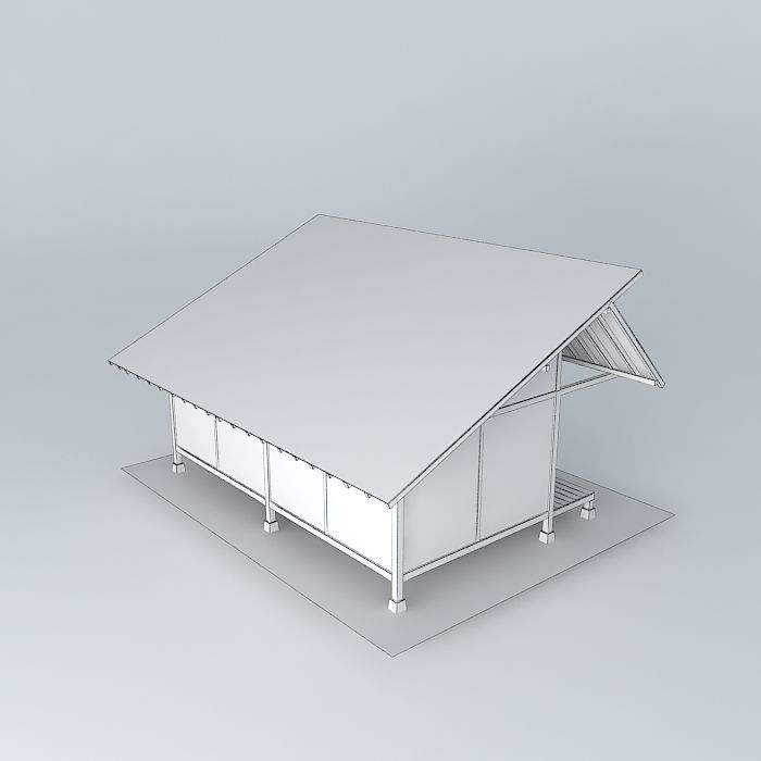 Simple house  Free 3D model_3