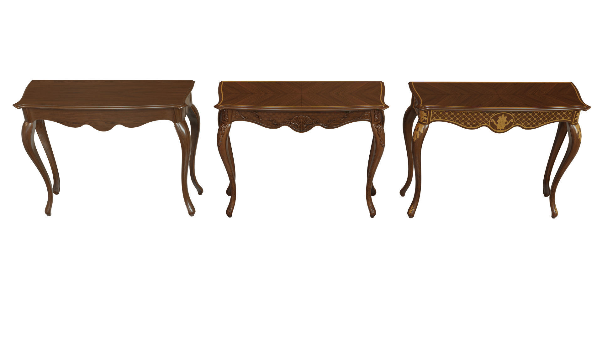 Classic side table 1000 Low-poly 3D model_2