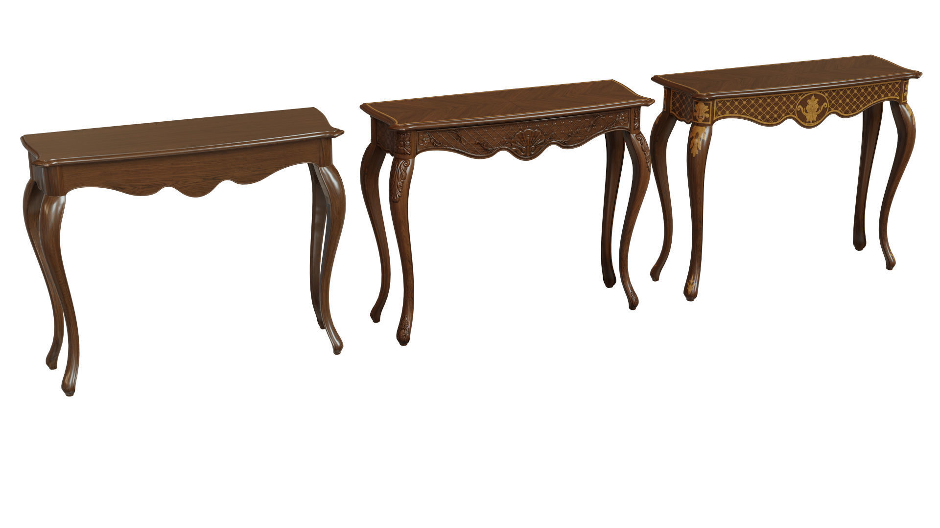 Classic side table 1000 Low-poly 3D model_9