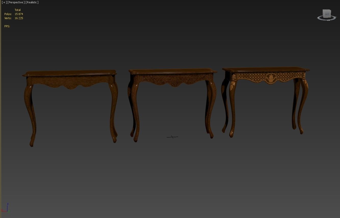 Classic side table 1000 Low-poly 3D model_19