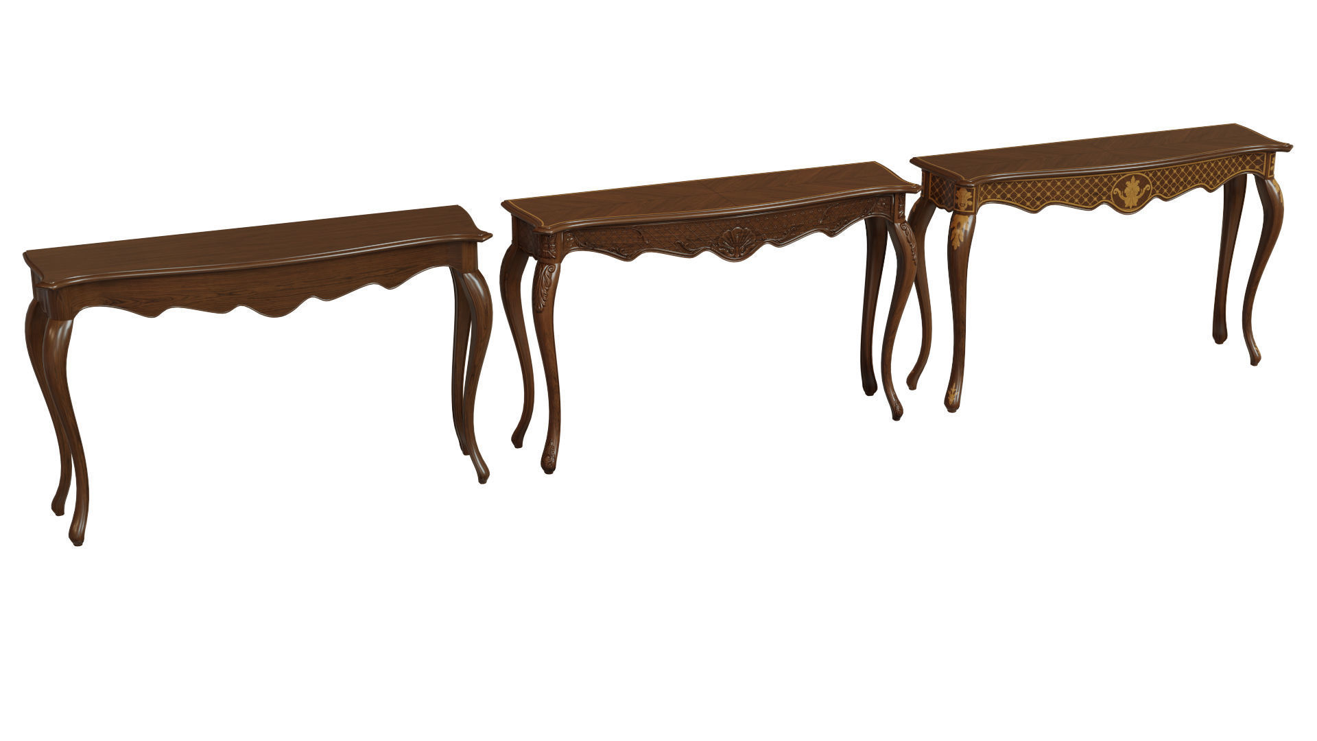 Classic side table 1200 Low-poly 3D model_4