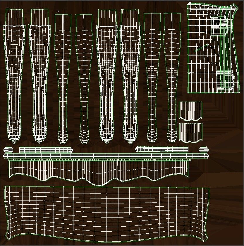 Classic side table 1200 Low-poly 3D model_19