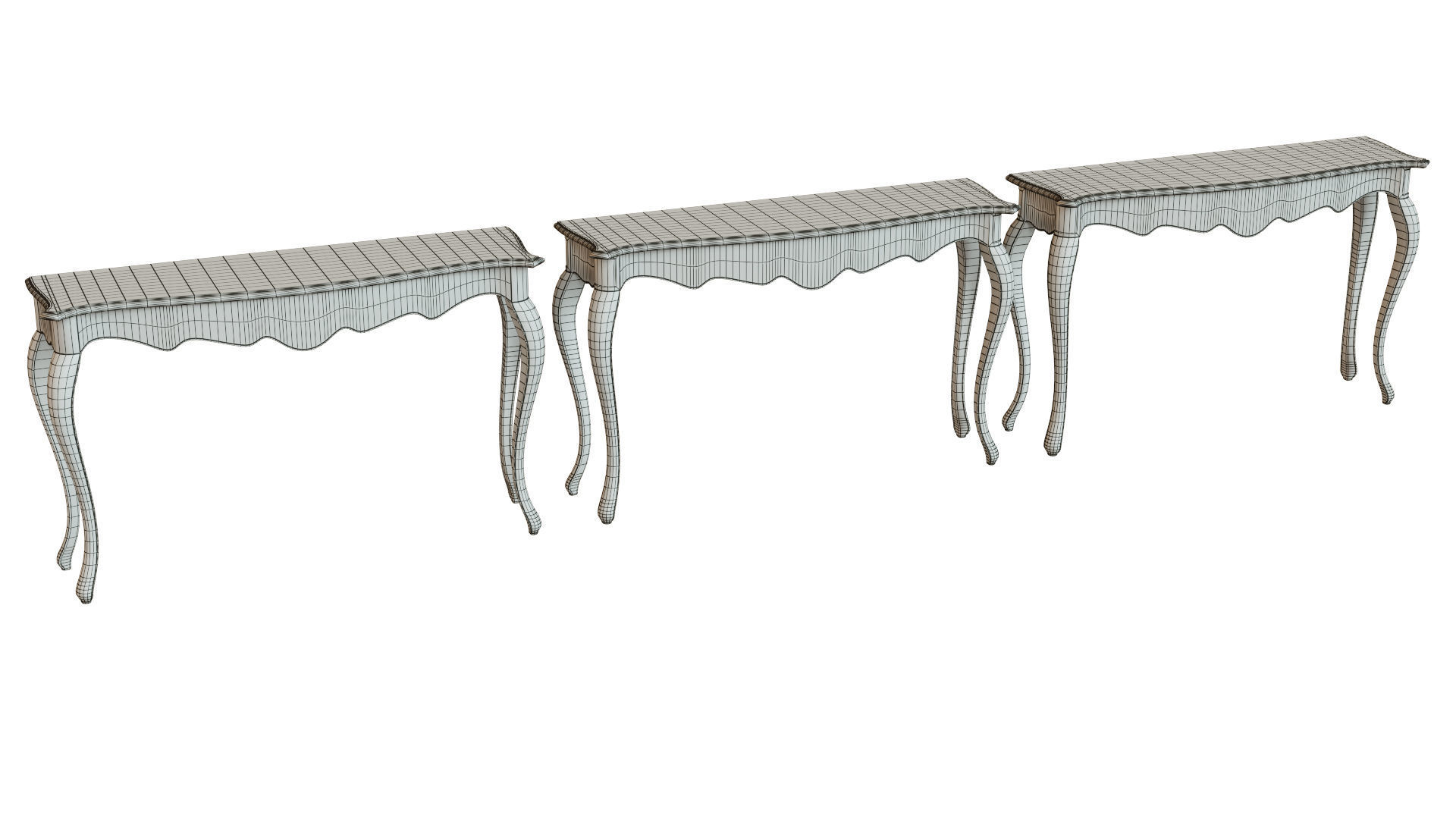 Classic side table 1200 Low-poly 3D model_15