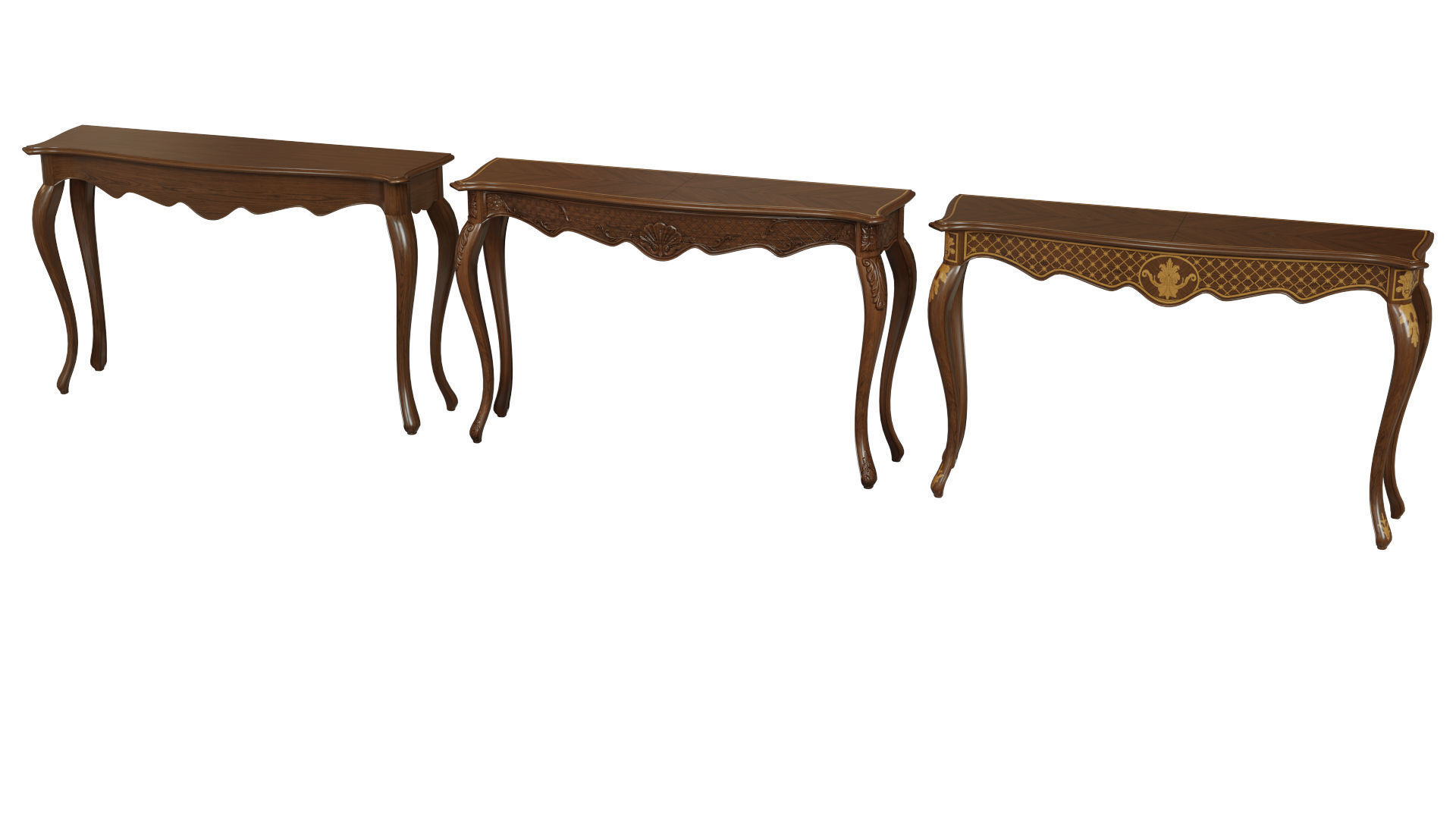 Classic side table 1200 Low-poly 3D model_3