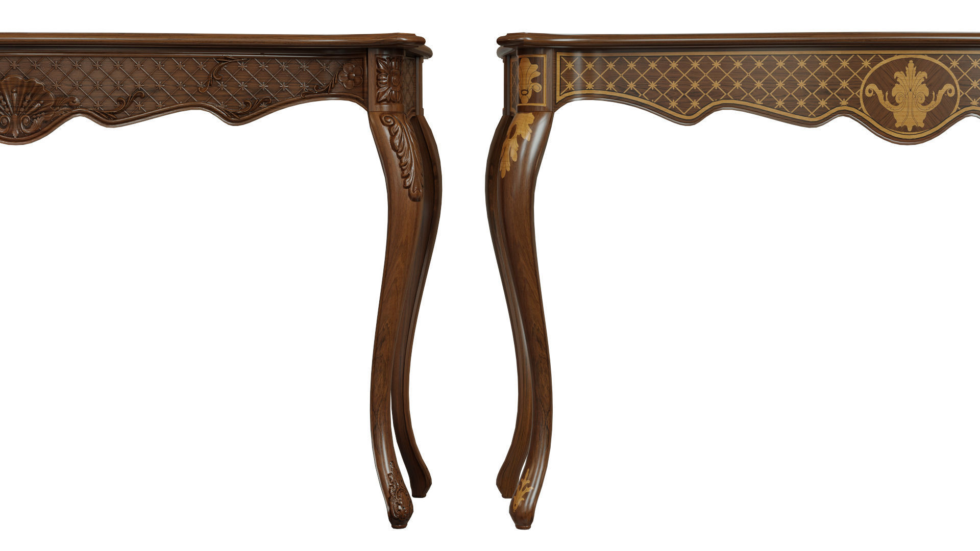 Classic side table 1200 Low-poly 3D model_2