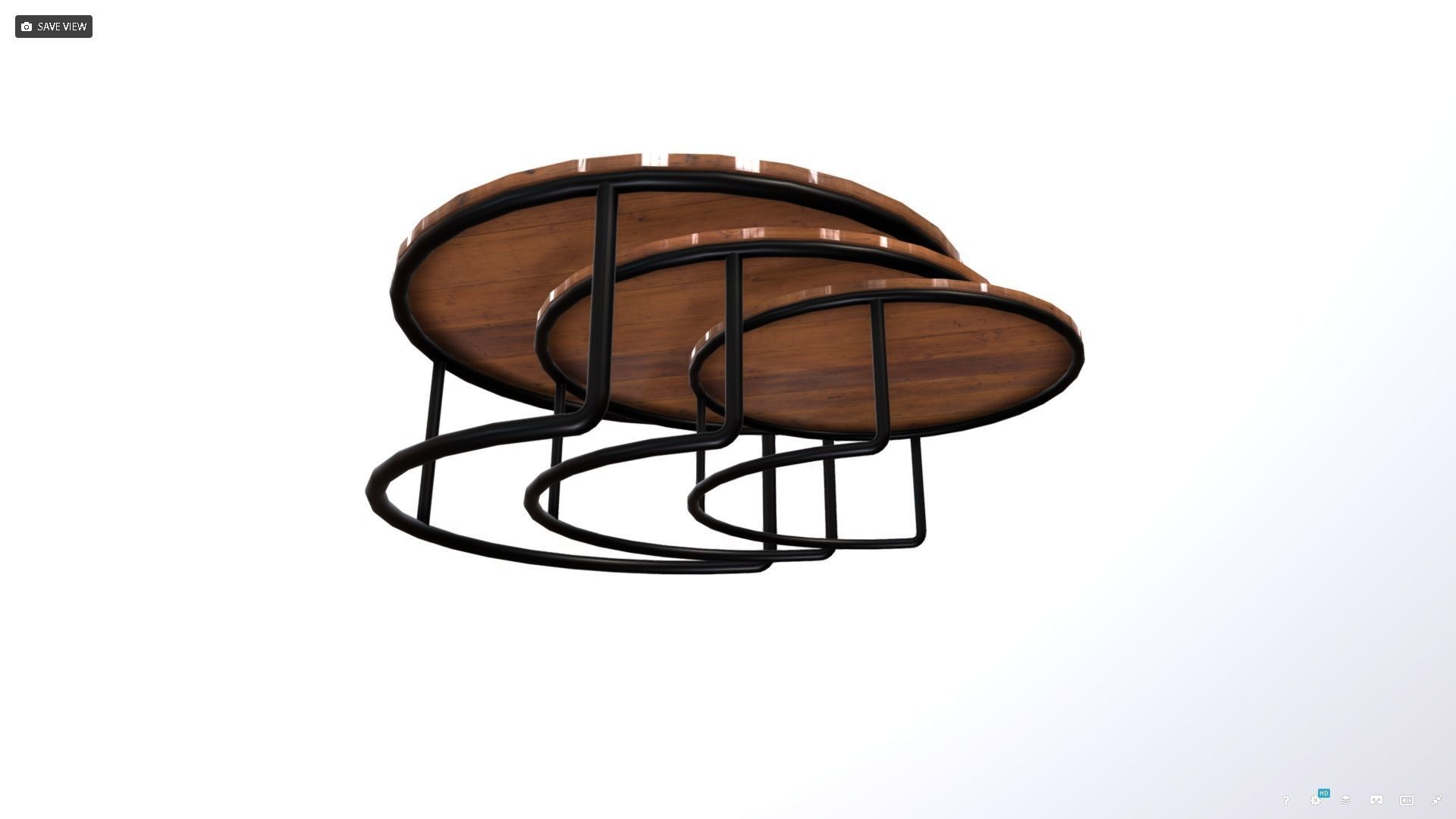 Nested Coffee Tables Low-poly 3D model_5
