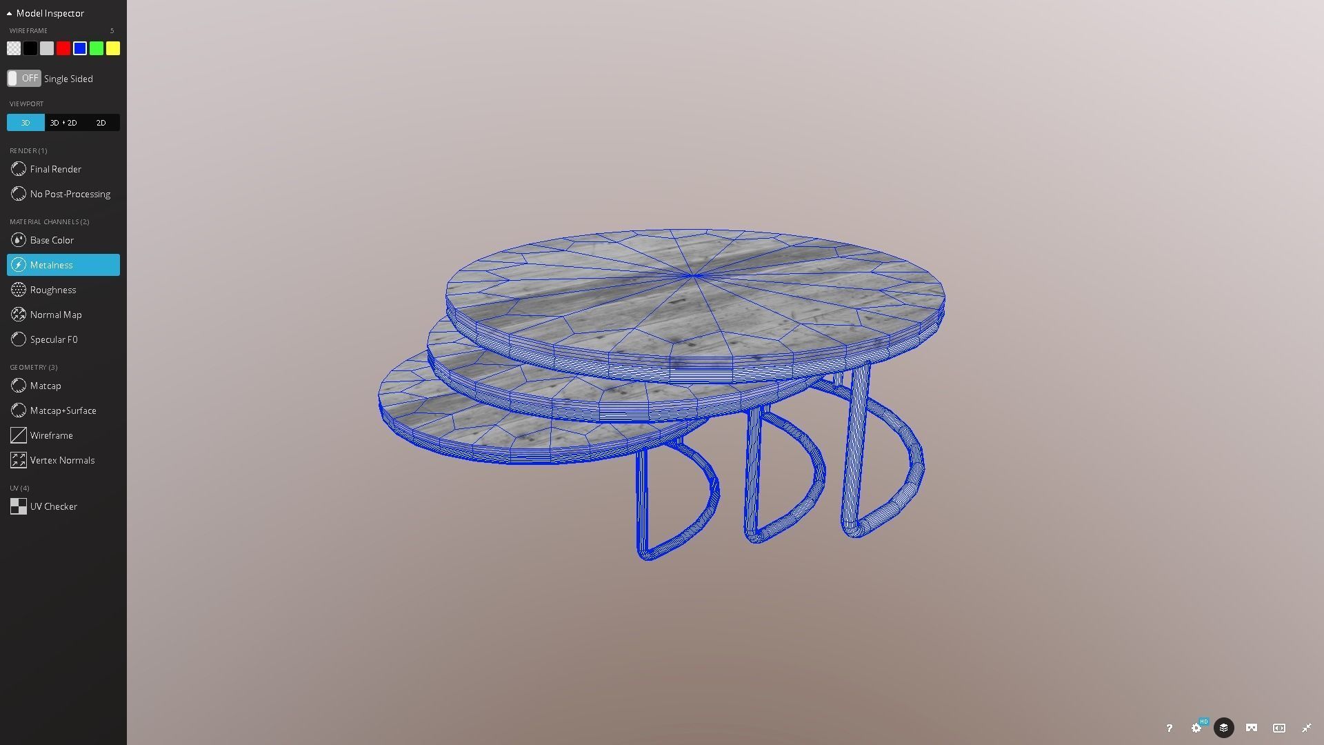 Nested Coffee Tables Low-poly 3D model_9