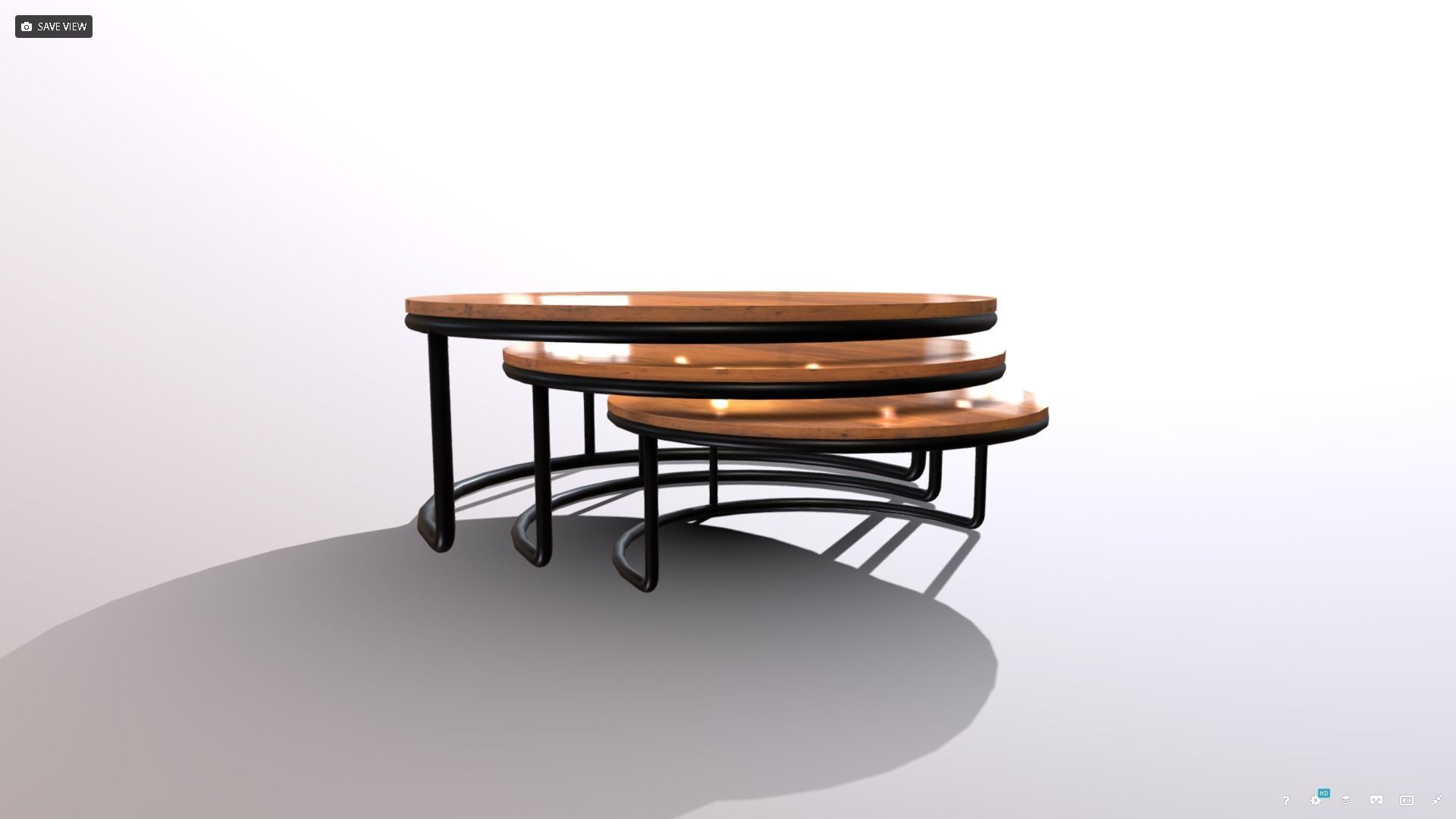 Nested Coffee Tables Low-poly 3D model_2