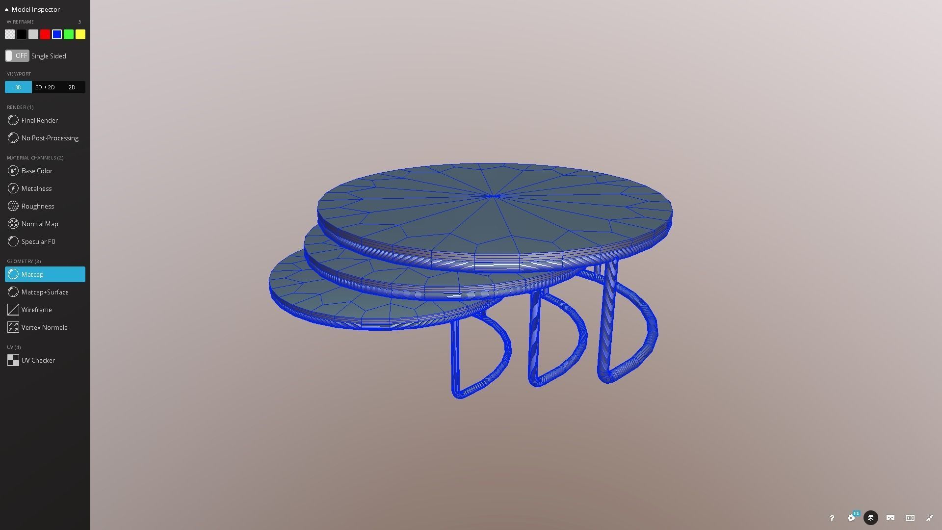 Nested Coffee Tables Low-poly 3D model_7
