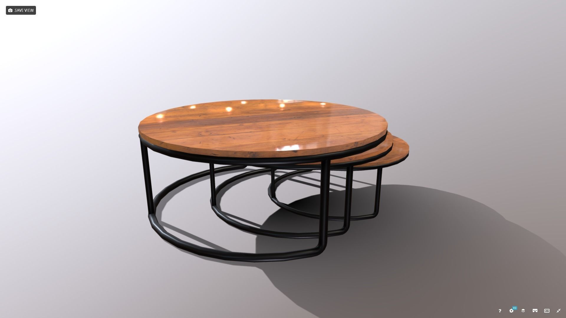 Nested Coffee Tables Low-poly 3D model_3