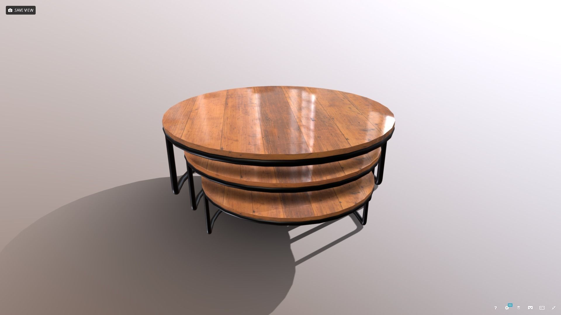 Nested Coffee Tables Low-poly 3D model_1