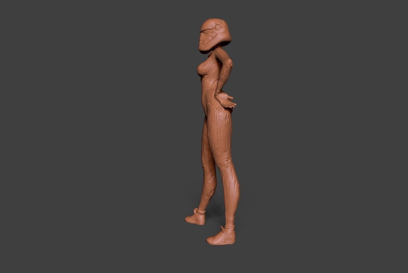 Clay Trooper Girl 3D print model_4