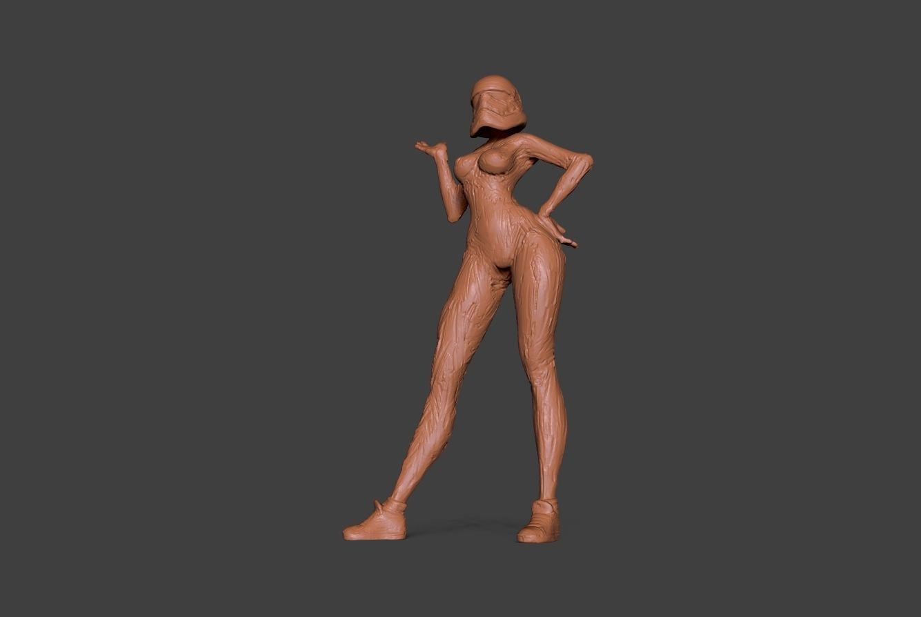 Clay Trooper Girl 3D print model_9