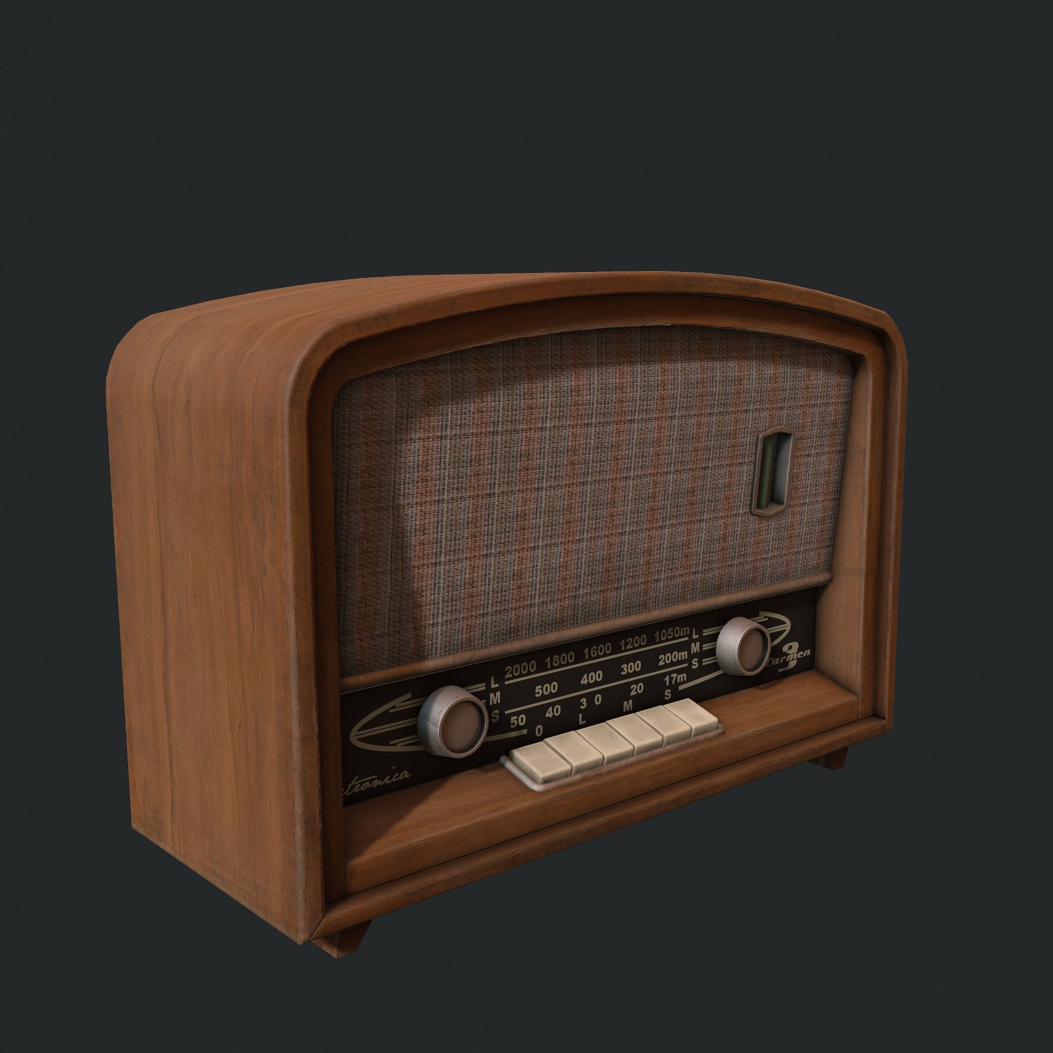 Vintage Radio  Low-poly 3D model_1