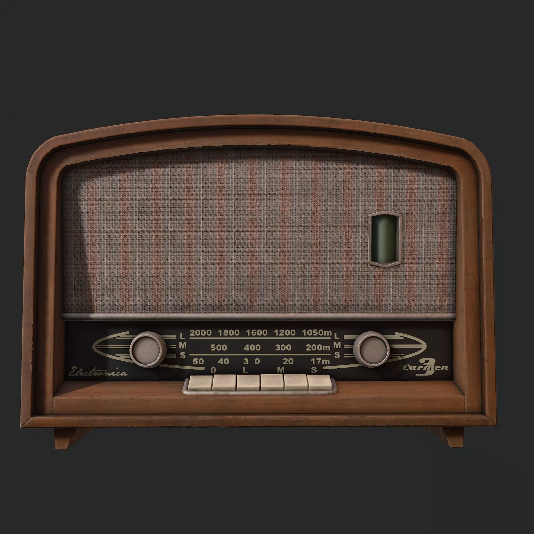 Vintage Radio  Low-poly 3D model_0