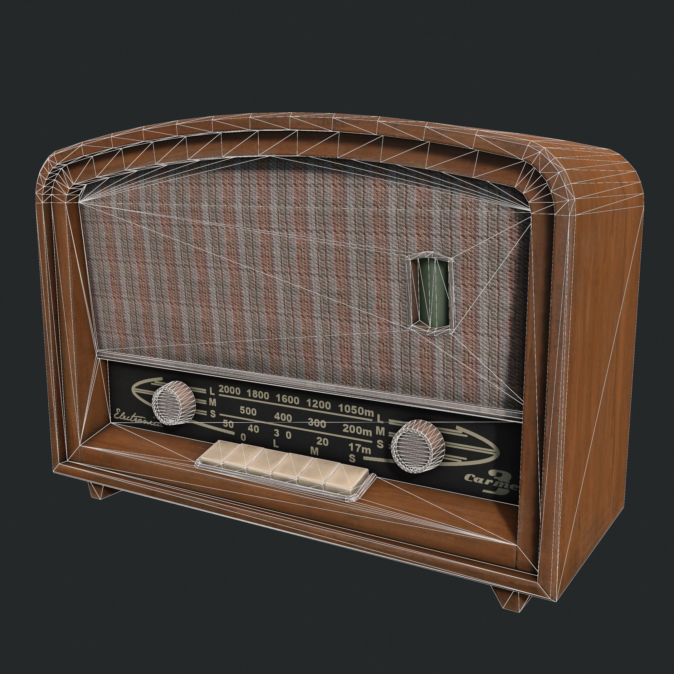 Vintage Radio  Low-poly 3D model_4